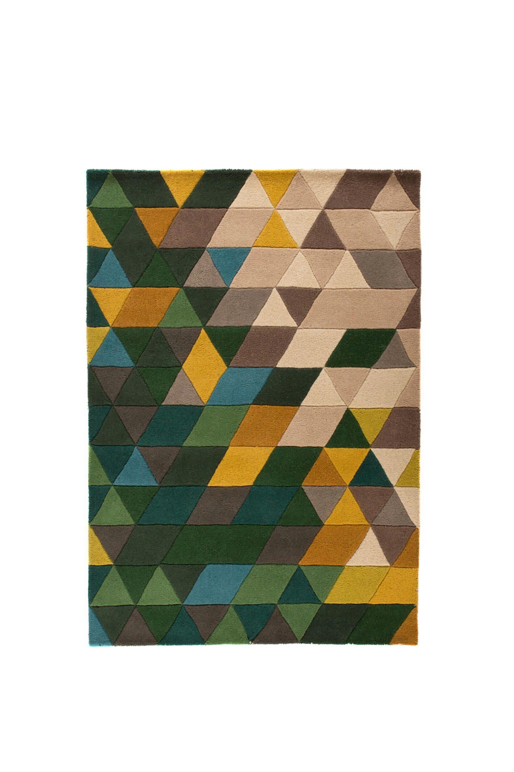 Wollteppich Wollteppich Grün/Multi B:170cm - Multicolor/Grün, Basics, Textil (170/120cm)