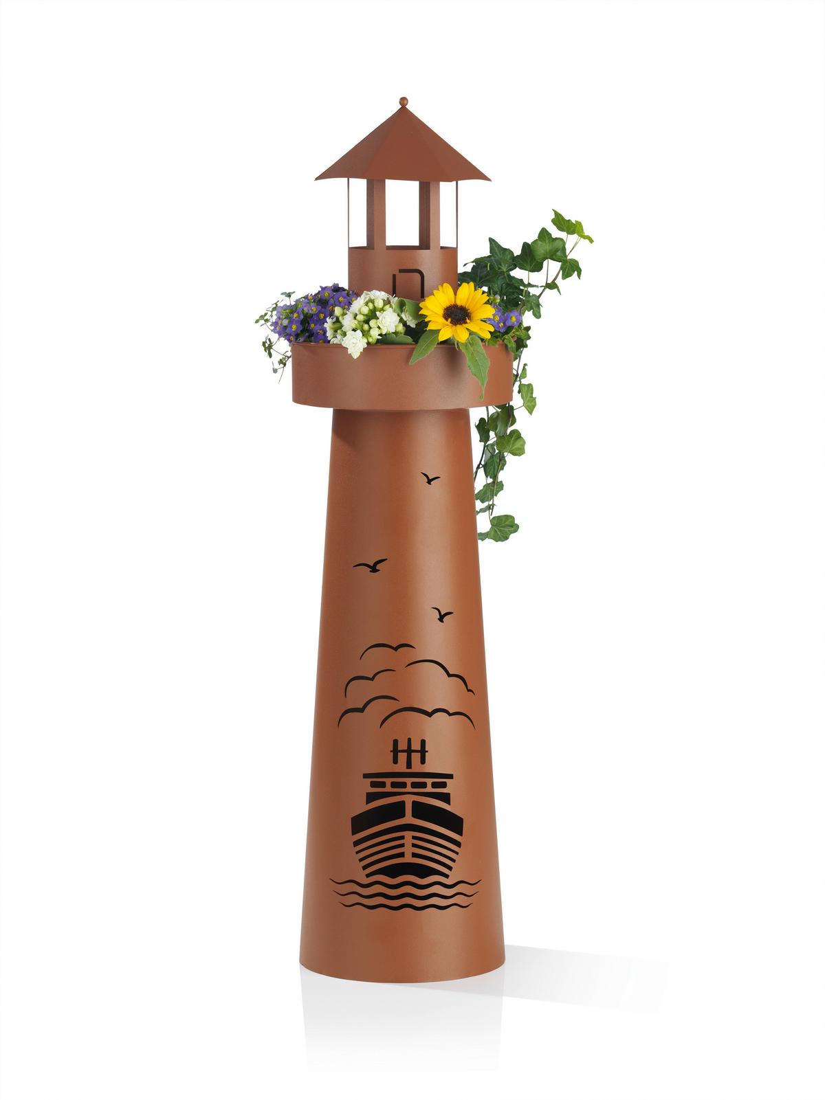 Led Dekosäule Mit Schale Garvida Leuchtturm H: 70,6 Cm - Rostfarben, Basics, Metall (18,5/18,5/70,6cm)