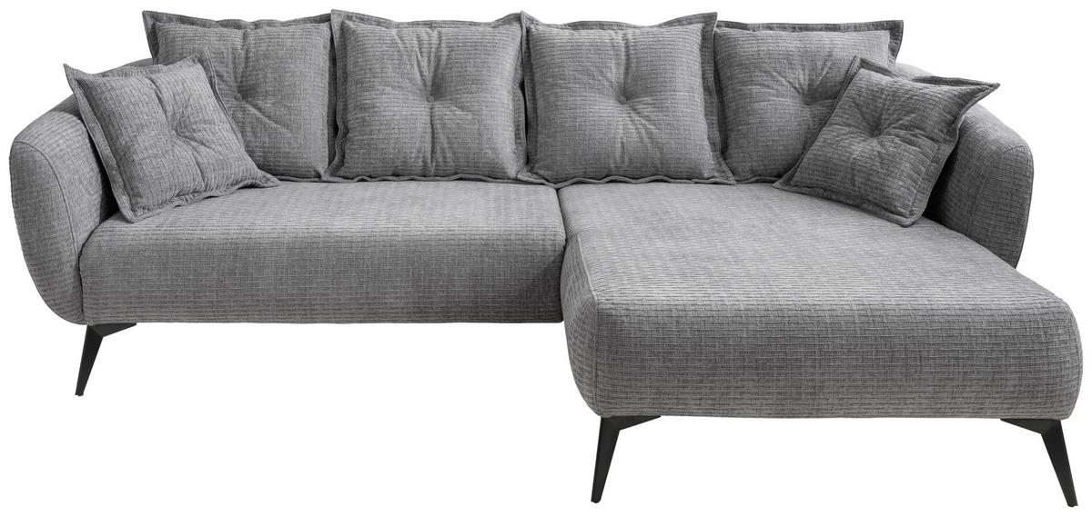 Ecksofa Baggio Grau S: 277x162 cm - Schwarz/Grau, MODERN, Textil (277/162cm) - Livetastic