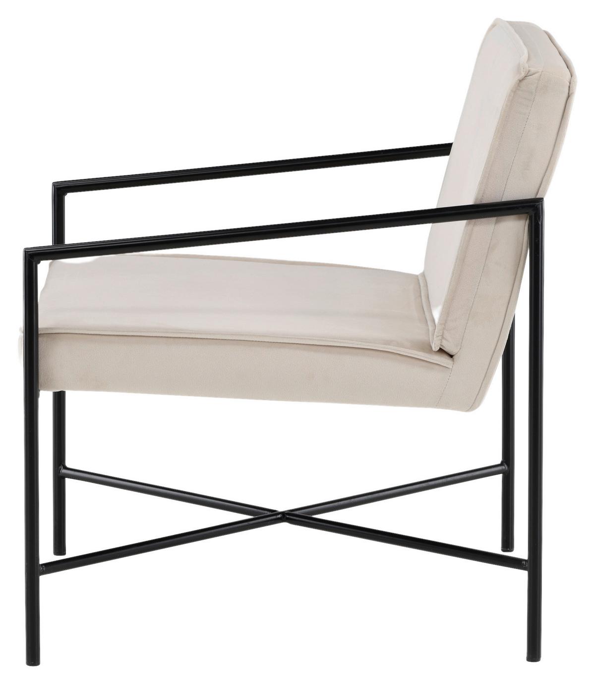 Sessel Rakel - Beige/Schwarz, Design, Textil/Metall (66/78/65cm) - Livetastic