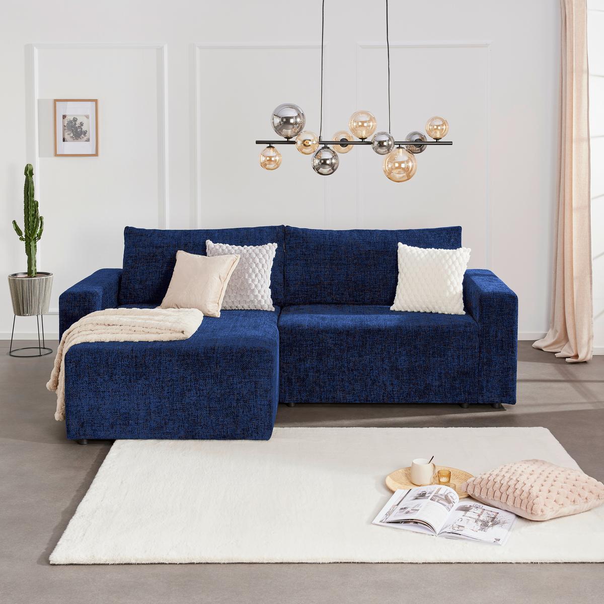 Ecksofa Dallas Dunkelblau 258x173 Cm - Schwarz/Dunkelblau, MODERN, Holz/Kunststoff (258/173cm)