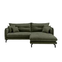 Ecksofa Lava Olivegrün S: 255x180 cm - Schwarz/Olivgrün, Design, Textil (255/180cm) - Livetastic