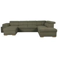 Schlafsofa mit Bettkasten Sirius XL, olivgrün, 219cx334m - Eichefarben/Olivgrün, KONVENTIONELL, Holz/Holzwerkstoff