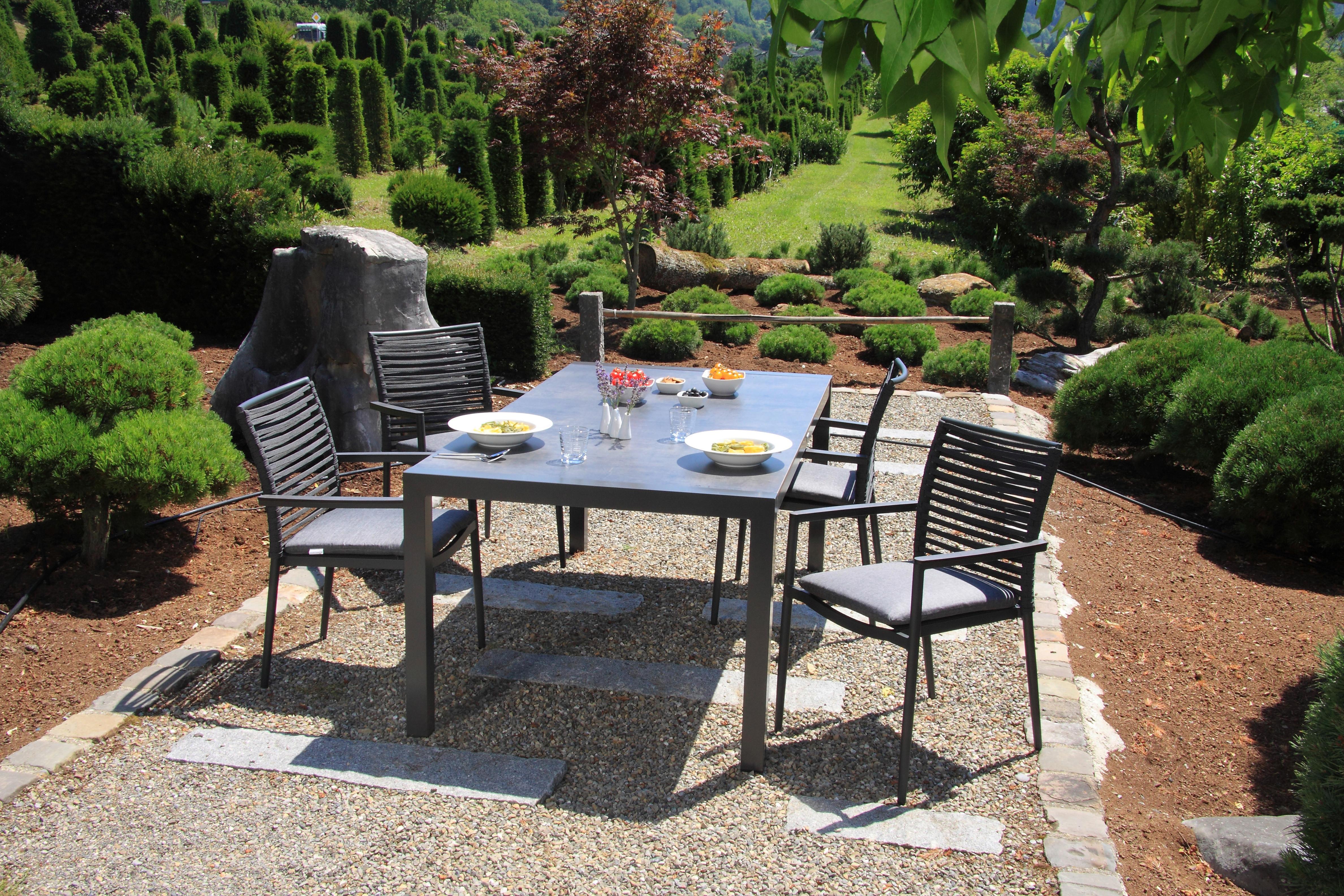 Gartenset 5--teilig. Textil/Metall /Holzwerkstoff/Kunststoff - Dunkelgrau/Anthrazit, Basics, Holzwerkstoff/Kunststoff (180/98/74cm) - Acamp