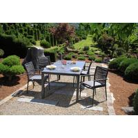 Gartenset 5--teilig. Textil/Metall /Holzwerkstoff/Kunststoff - Dunkelgrau/Anthrazit, Basics, Holzwerkstoff/Kunststoff (180/98/74cm) - Acamp