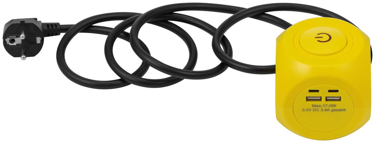 Multistecker Nua - Gelb, Basics, Kunststoff/Metall (7,9/7,9/8,3cm) - Ondega