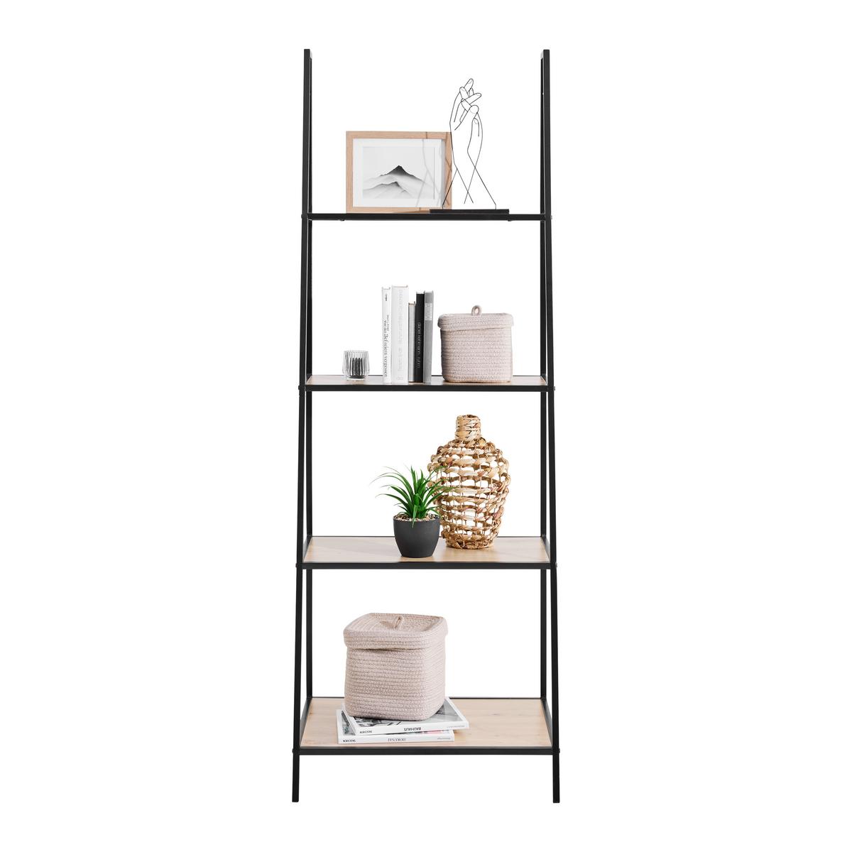 REGÁL JORIS -EXKLUSIV- - čierna/prírodná farba, Modern, kov/kompozitné drevo (60/170/42cm) - Mömax