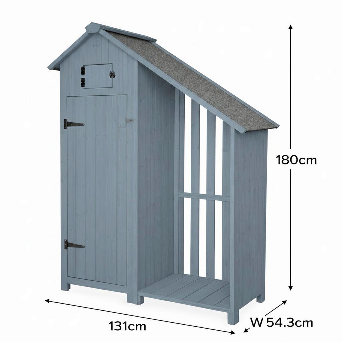 Werkzeugschrank mit Anbau Akazie, sichere Aufbewahrung - Grau, Basics, Holz (131/54/180cm)