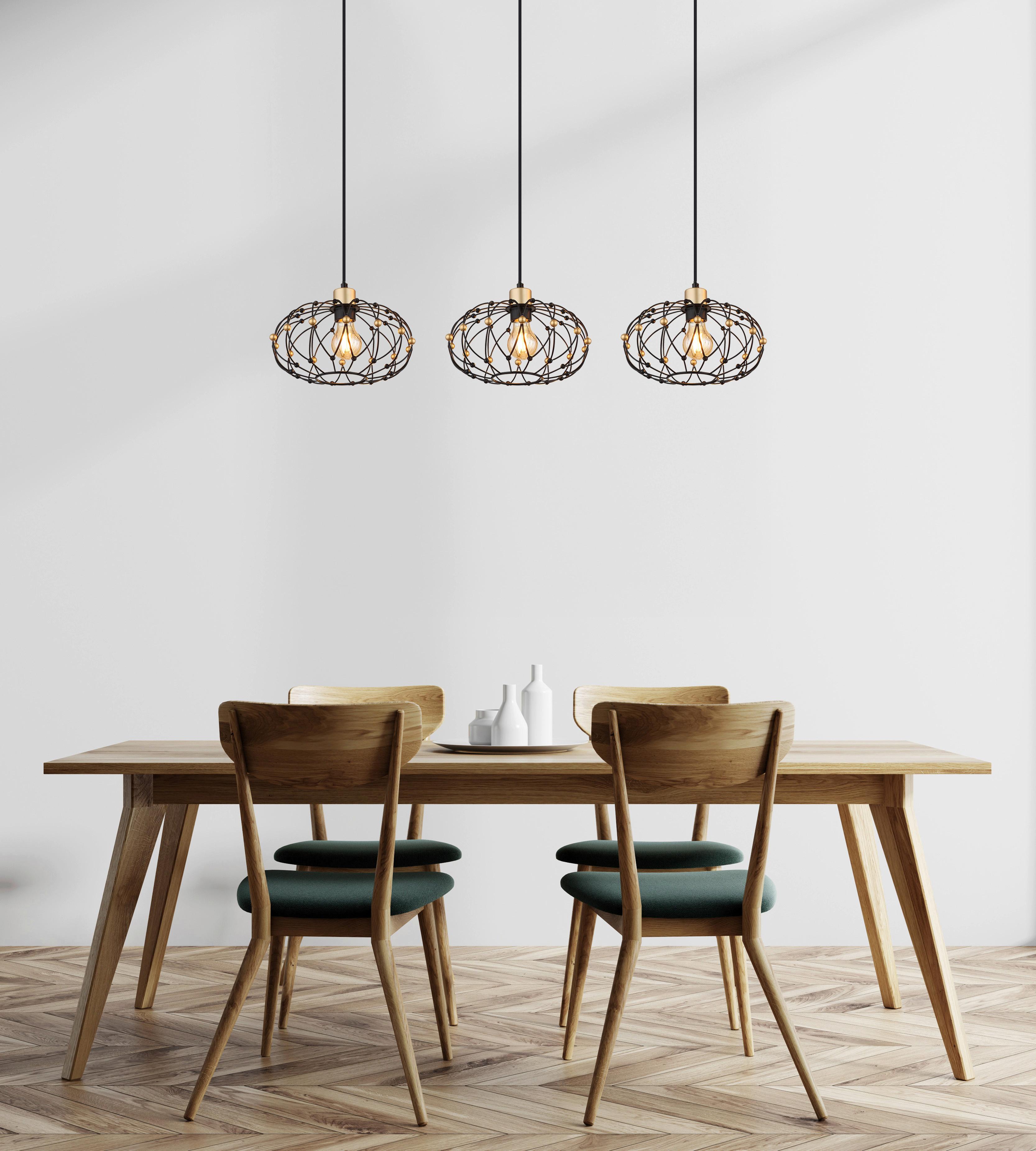 Hängeleuchte Greys Schwarz Goldfarben L: 95 cm - Goldfarben/Schwarz, Design, Kunststoff/Metall (95/28/150cm) - Globo