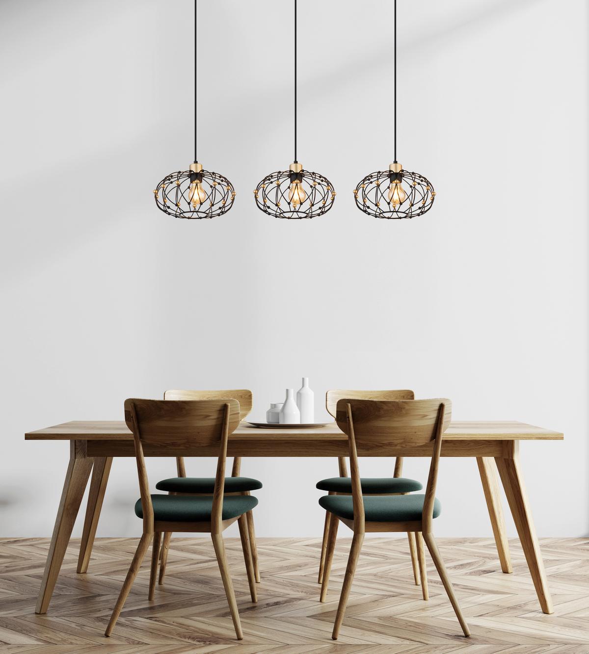 Hängeleuchte Greys Schwarz Goldfarben L: 95 cm - Goldfarben/Schwarz, Design, Kunststoff/Metall (95/28/150cm) - Globo