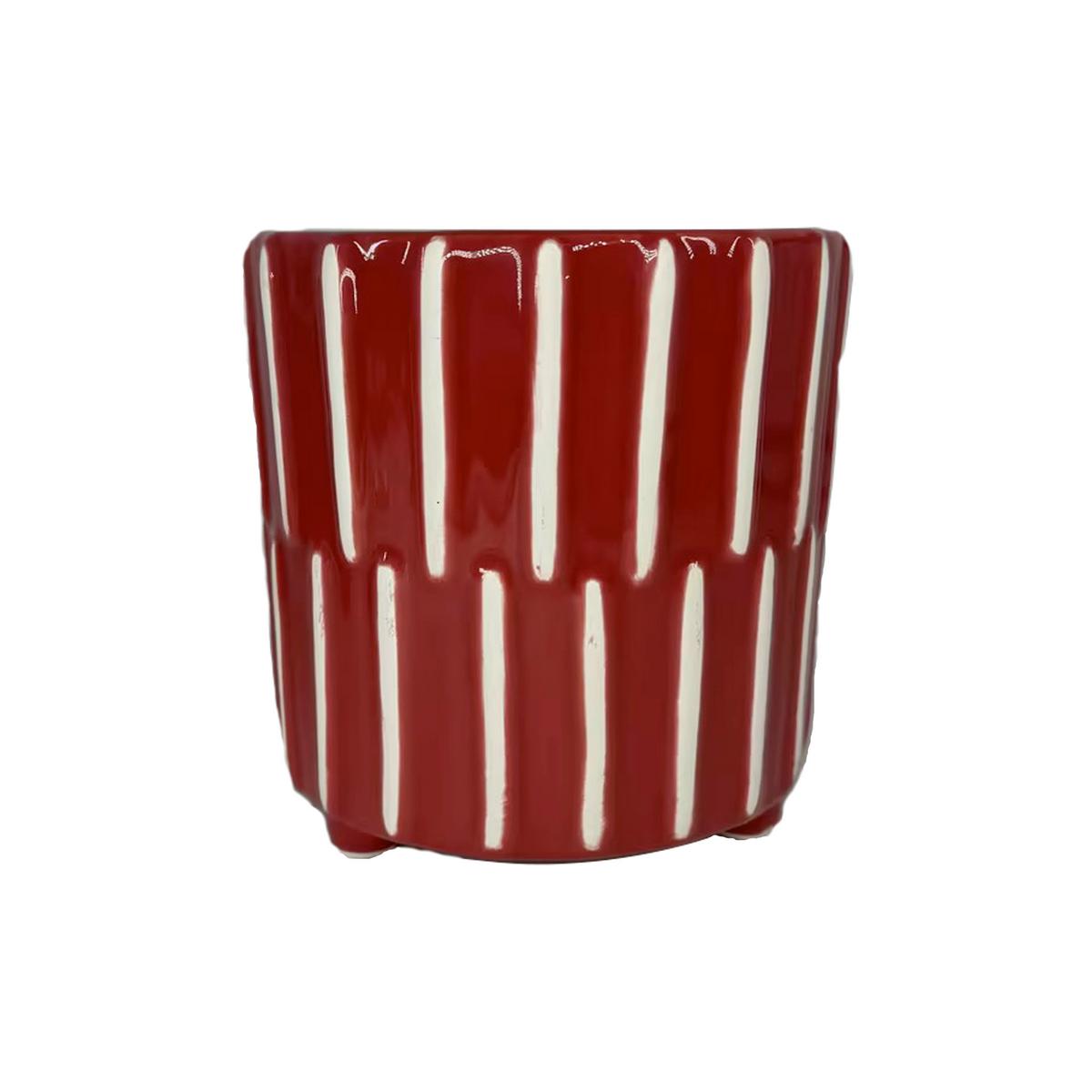 Blumentopf Peter - Rot/Weiß, KONVENTIONELL, Keramik (13/13cm) - Luca Bessoni