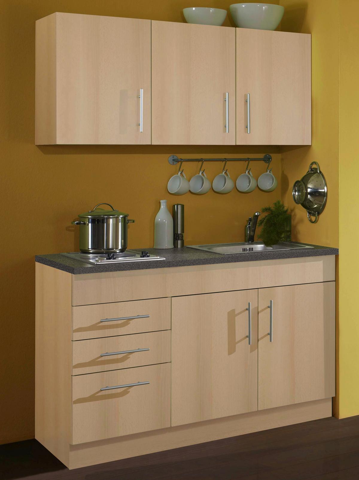 Miniküche Toronto Buchefarben/graphit B: 120 Cm - Buchefarben/Graphitfarben, MODERN, Holzwerkstoff (120cm) - Held