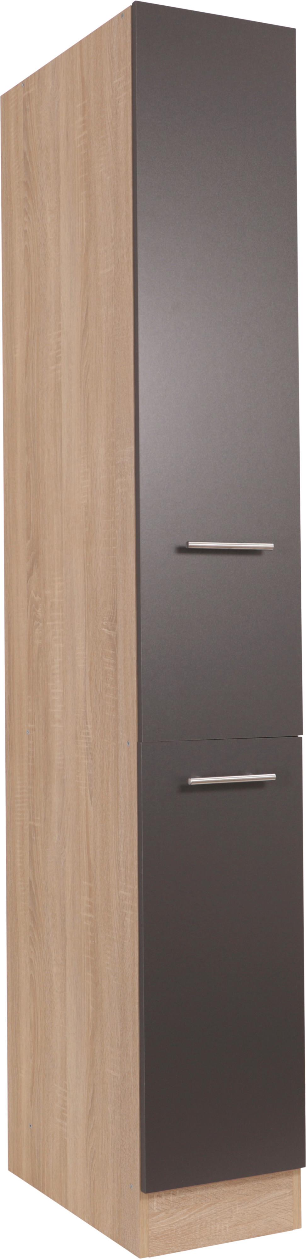 Apothekerschrank Merle Grau, Eiche Dekor B:30cm - Eichefarben/Grau, Basics, Holzwerkstoff (30/200/60cm) - Respekta