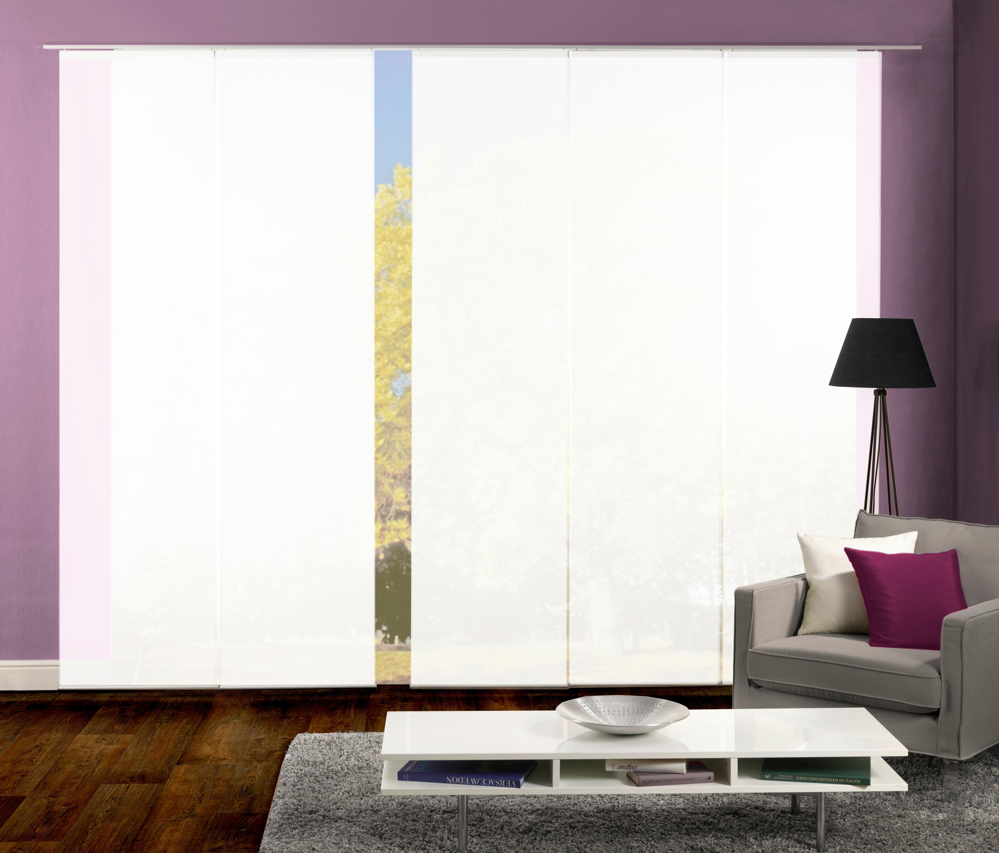Flächenvorhang 5-tlg. Rom B: 60 cm, Weiß halbtransparent - Weiß, MODERN, Textil (60/245cm)