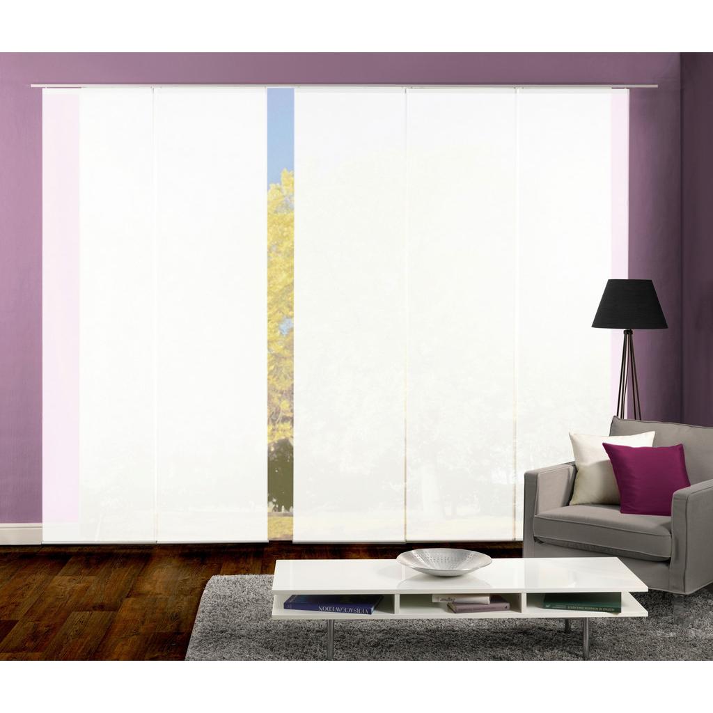 Flächenvorhang 5--Teilig. Rom B: 60 cm, Weiß halbtransparent