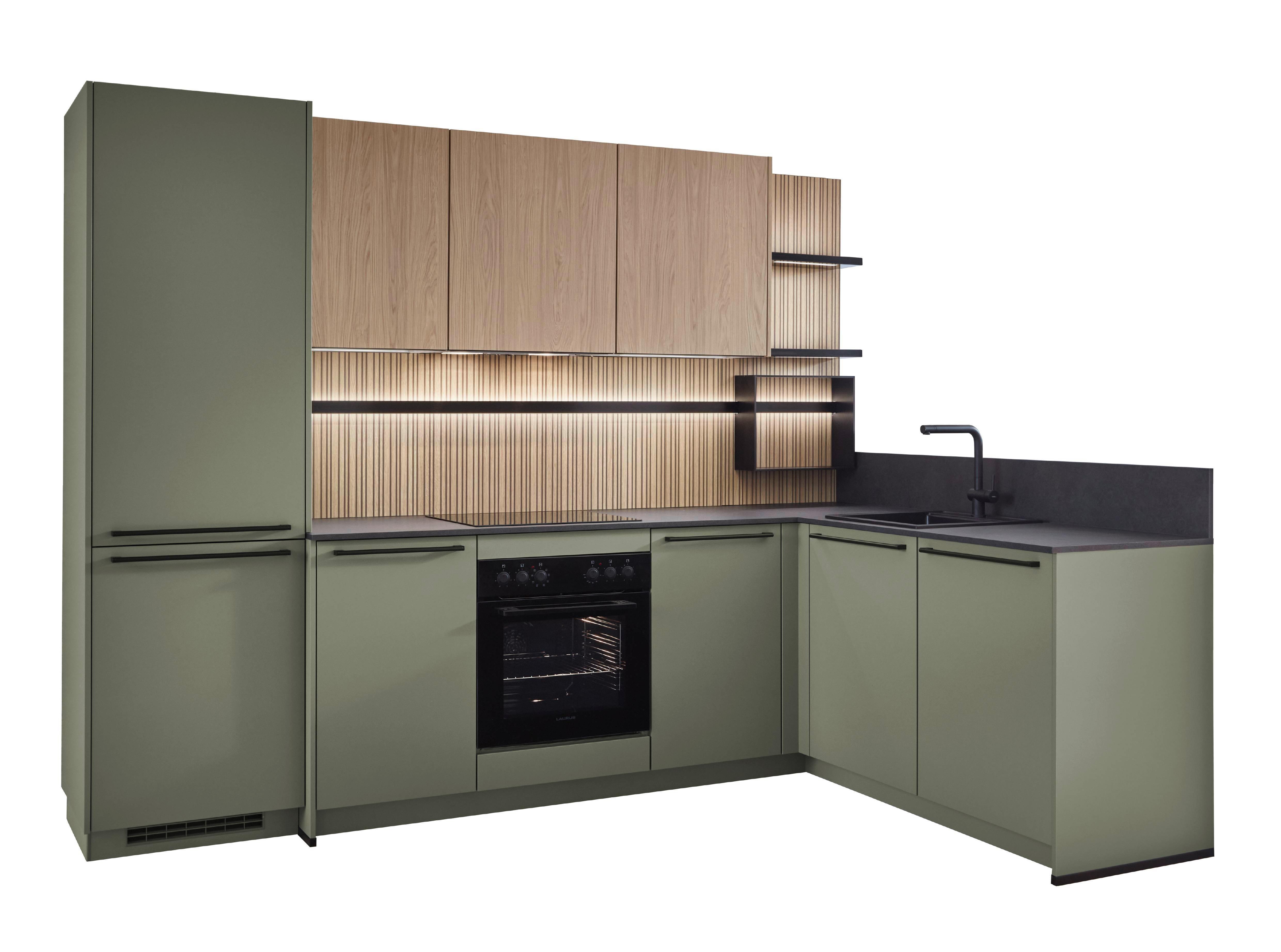 Eckküche Sidney/singapur - Eichefarben/Schwarz, Design, Holzwerkstoff (288/191,6cm)