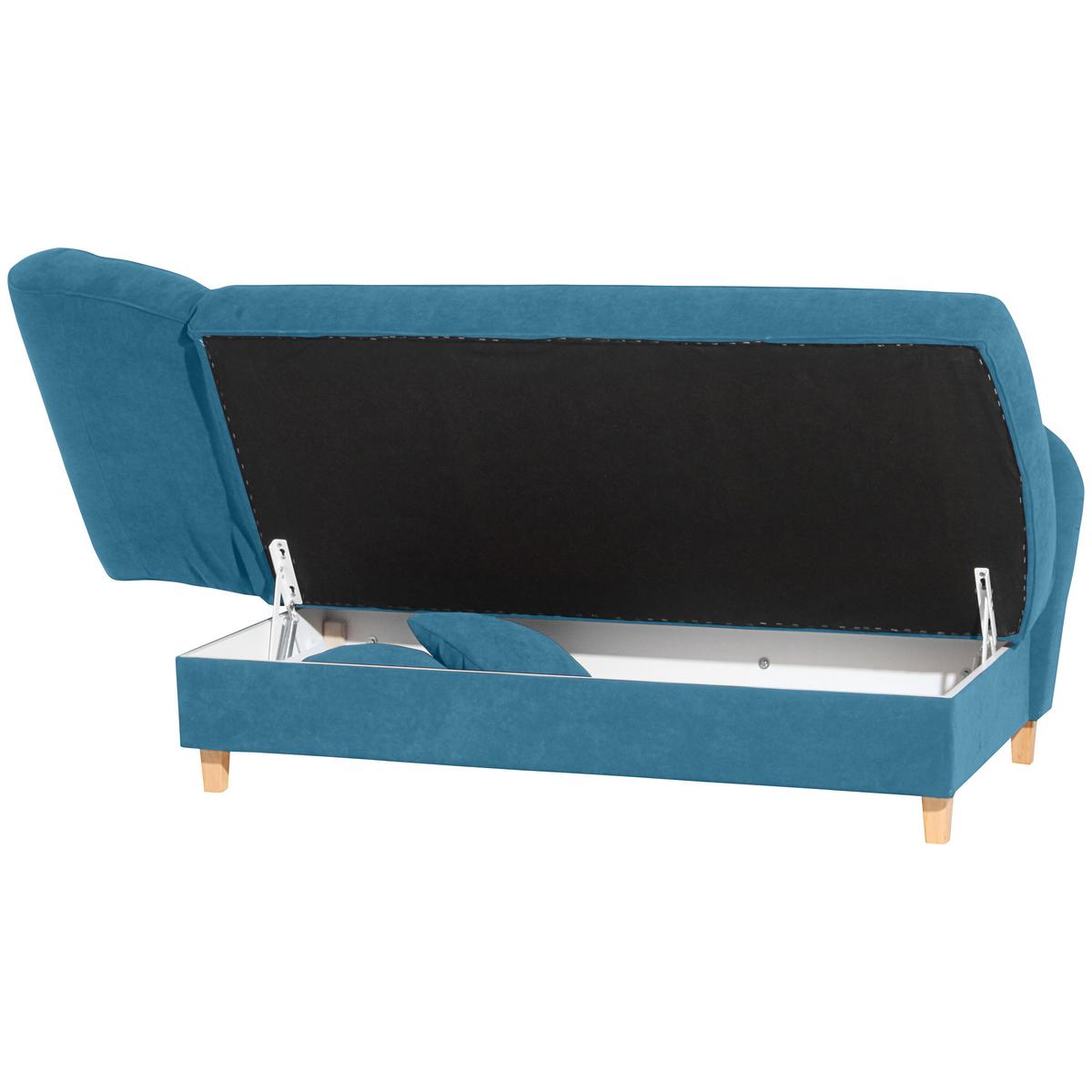 Recamiere Selma Petrol Links mit Bettkasten+schlaffunktion - Buchefarben/Petrol, Design, Textil (190/88/82cm) - Max Winzer