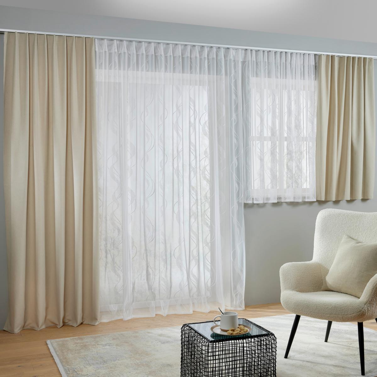 HOTOVÝ ZÁVĚS ULRICH 145CM - pískové barvy, Moderní, textil (135/145cm) - Modern Living