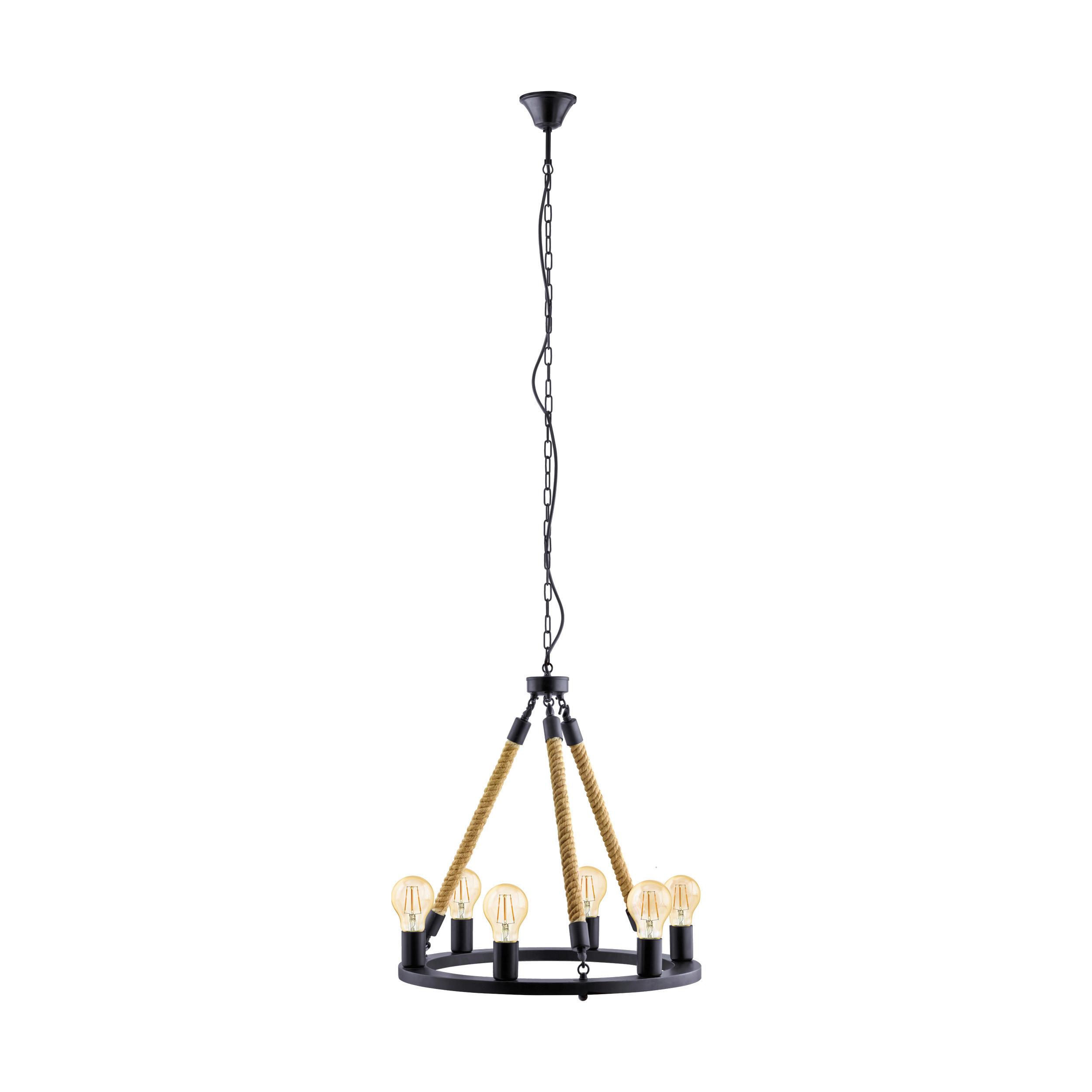 Hängeleuchte 49694_'findlay' - Schwarz, Natur, Metall (56/150cm) - Eglo