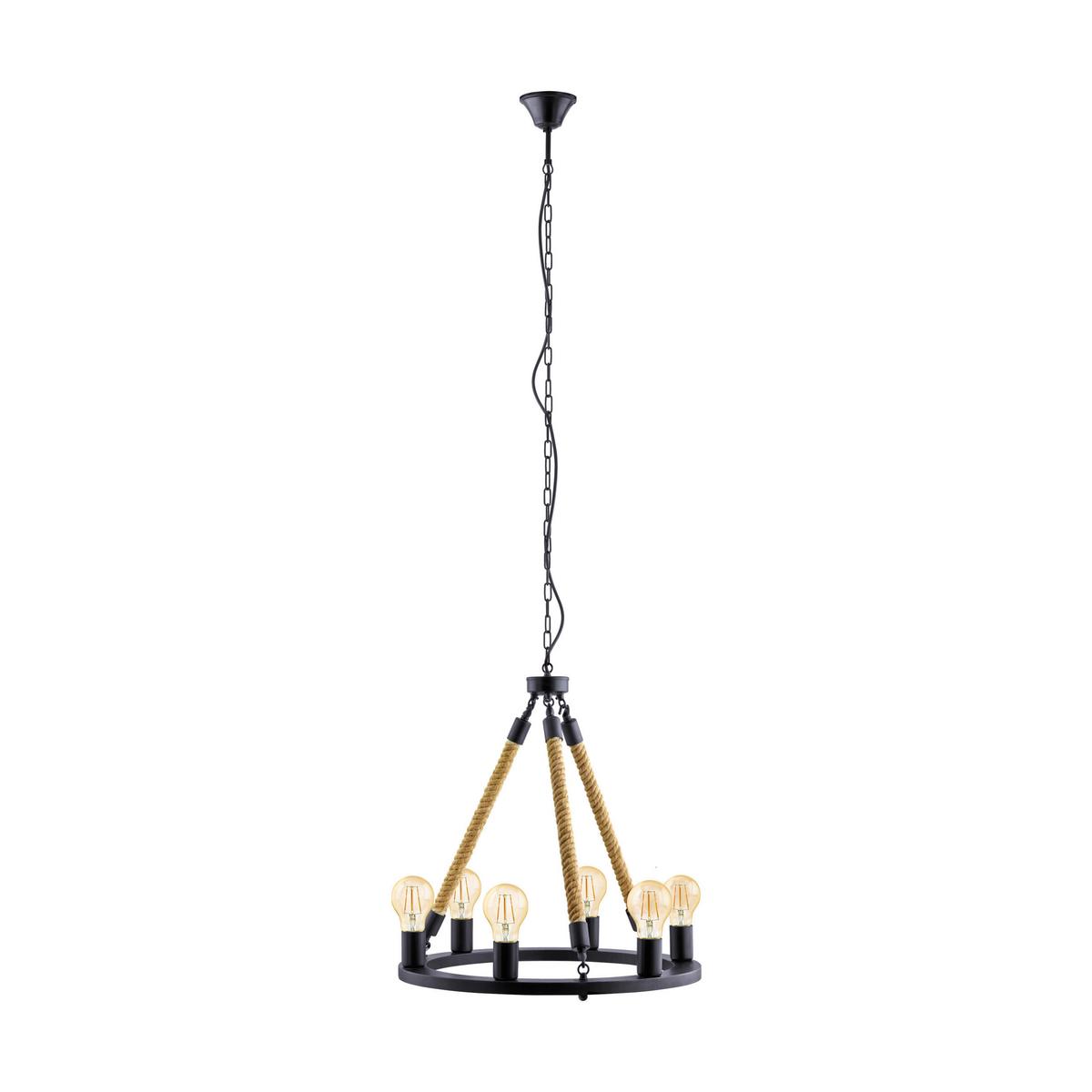 Hängeleuchte 49694_'findlay' - Schwarz, Natur, Metall (56/150cm) - Eglo