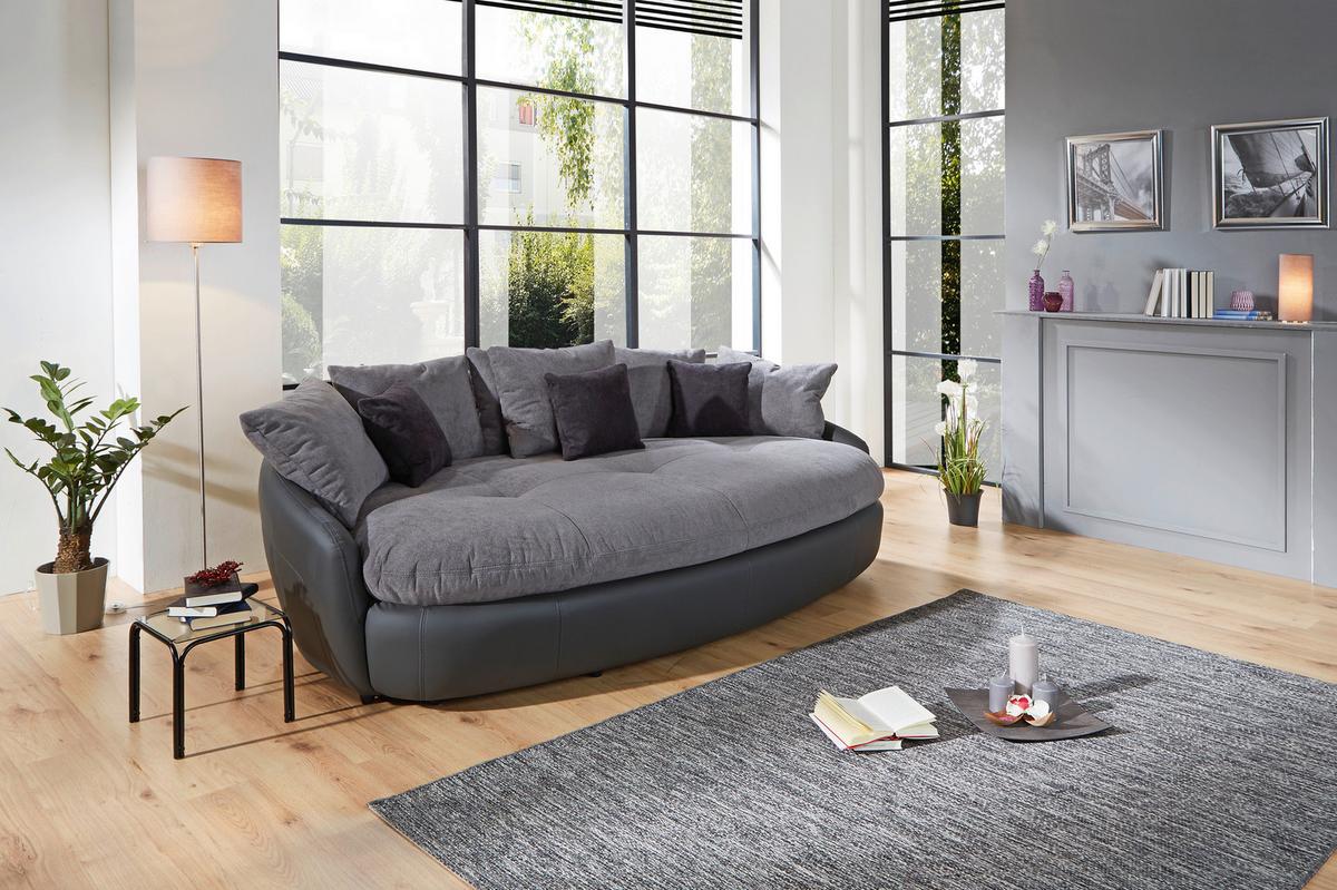 Big Sofa Aruba mit Kissen B: 238 cm Grau/Schwarz Lederlook - Schwarz/Grau, LIFESTYLE, Textil (238/80/140cm) - Luca Bessoni