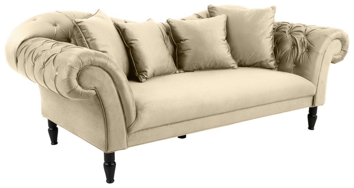 3-sitzer-sofa Cupido Beige Samt - Beige/Schwarz, Design, Textil (242/91/104cm) - MID.YOU