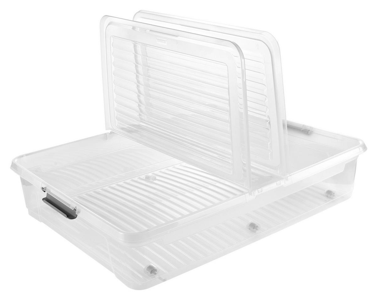 Unterbettroller Leo - Transparent, Basics, Kunststoff (77 cm/58 cm/16 cmcm)