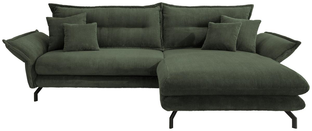 Ecksofa Lava Grün S: 255/180 Cm - Schwarz/Grün, MODERN, Textil (255/180cm) - Livetastic