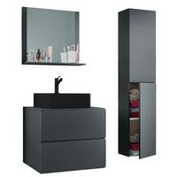 Badmöbel-Set 4-Tlg. Lendas B: 94 cm Anthrazit Dekor - Anthrazit/Schwarz, MODERN, Glas/Keramik (94cm) - MID.YOU