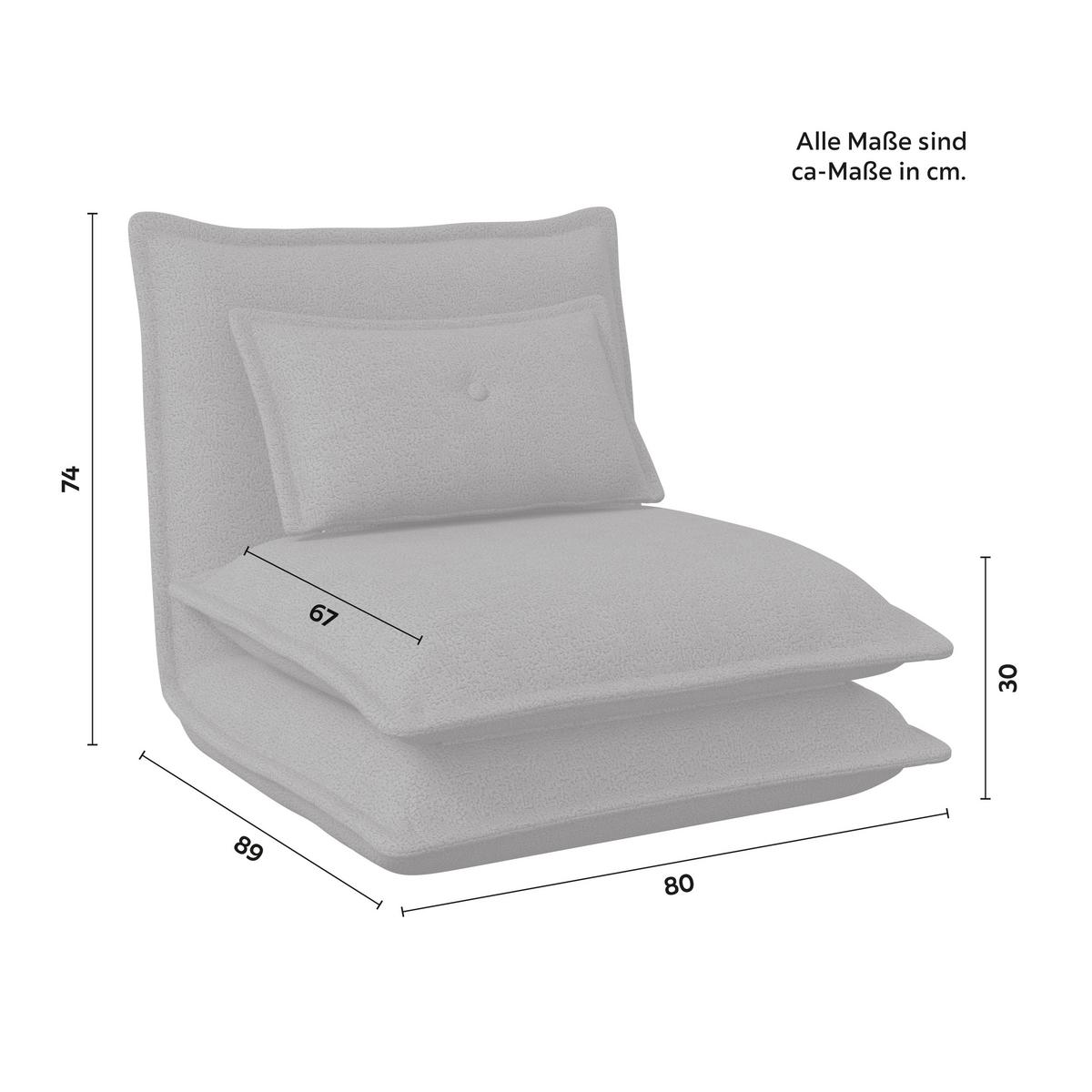 Rozkladacie kreslo TAMARA, svetlosivé buklé, max. 120 kg - svetlosivá, Modern, kov/textil (82/31/69cm) - Bessagi Home