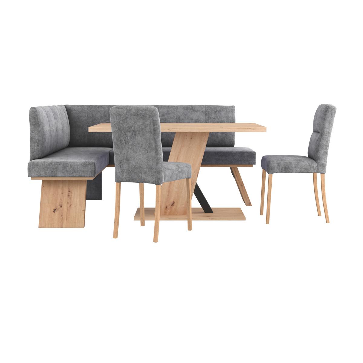 Eckbank Emma Ii Webstoff Schwarz, B: 150 Cm - Eichefarben/Schwarz, KONVENTIONELL, Holzwerkstoff/Textil (150/185cm)