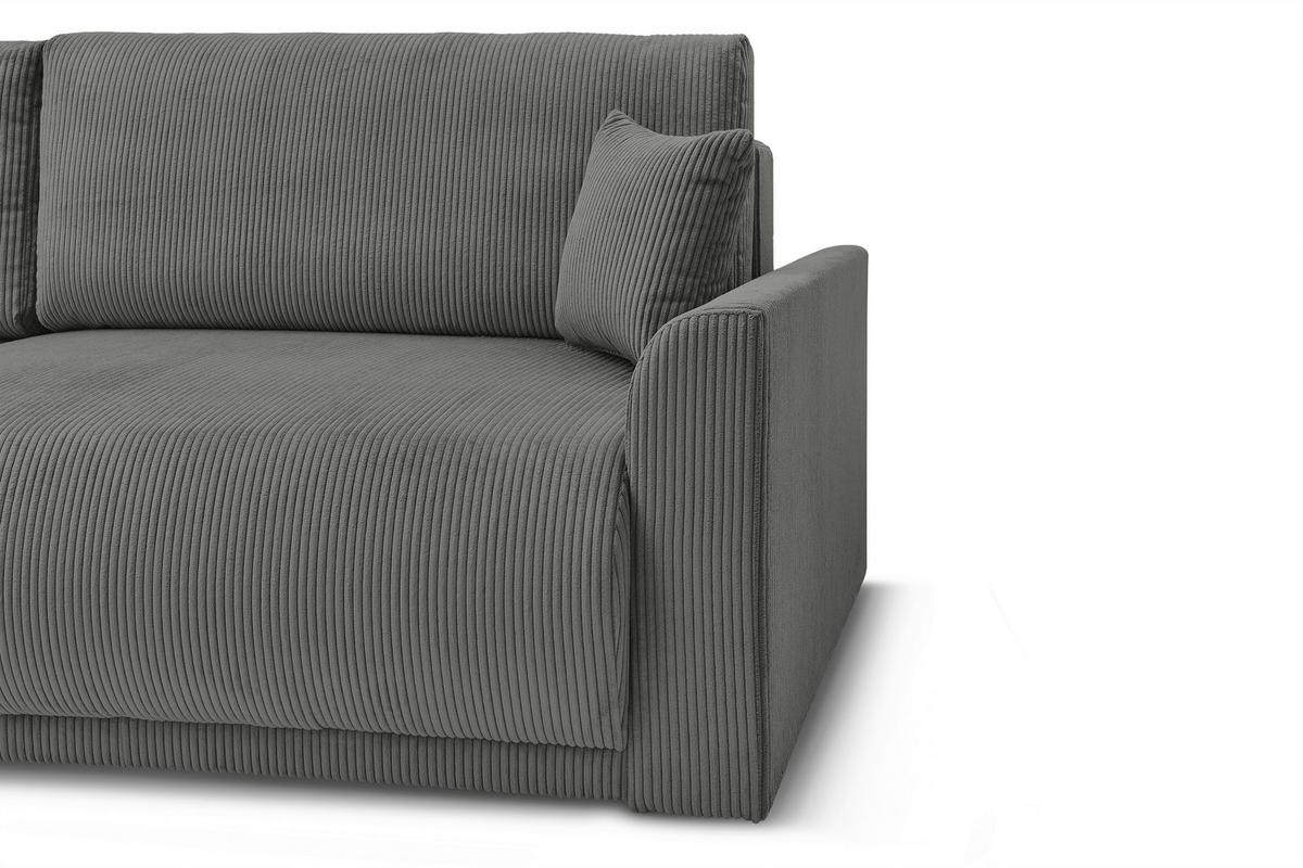 Rohová sedačka KIM L160, obojstr.,tmavosivý menčester - čierna/tmavosivá, Modern, drevo/textil (233/160cm)