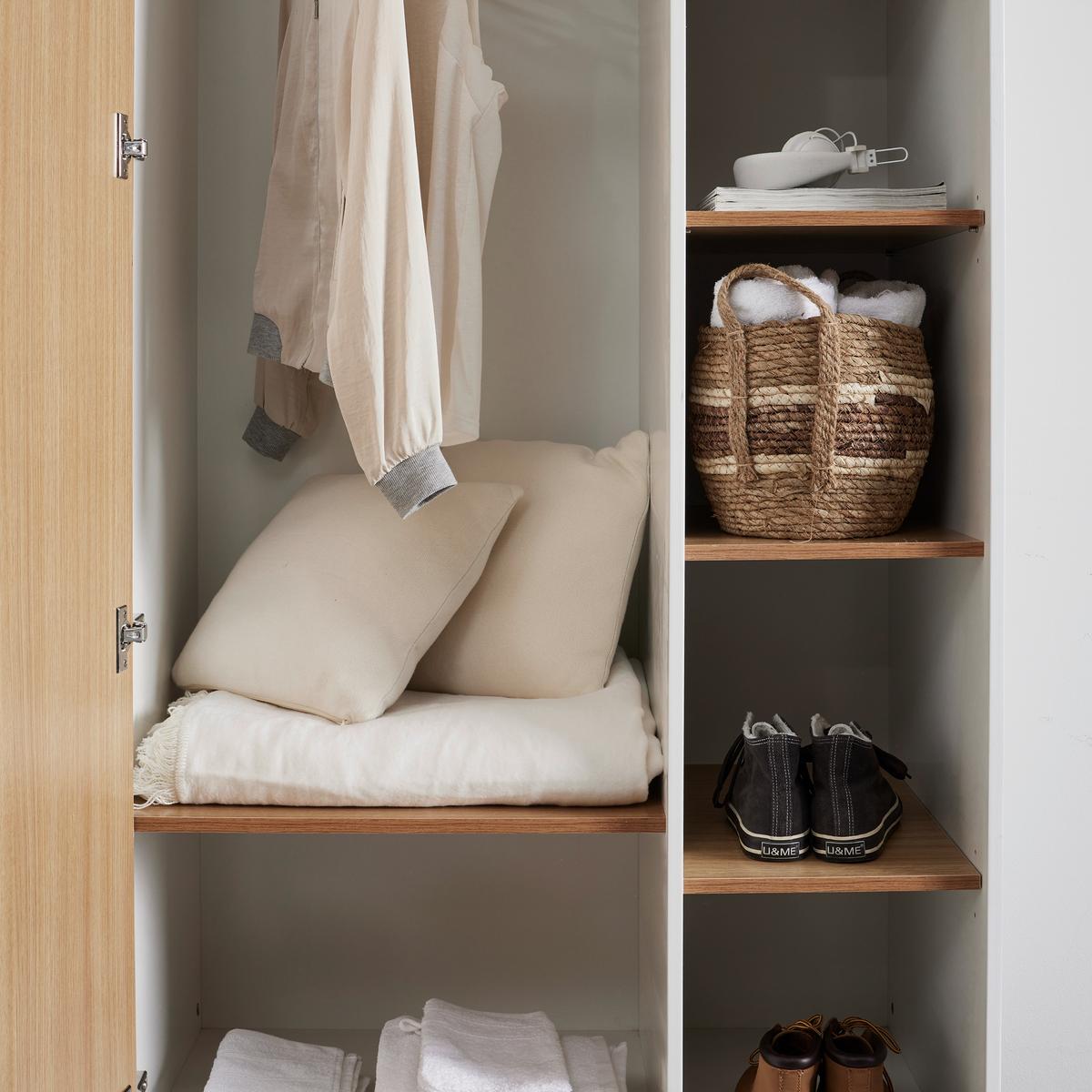 Dětská šatní skříň POPPA bílá - bílá/přírodní barvy, Moderní, dřevo/kompozitní dřevo (90/185/55cm) - Bessagi Kids