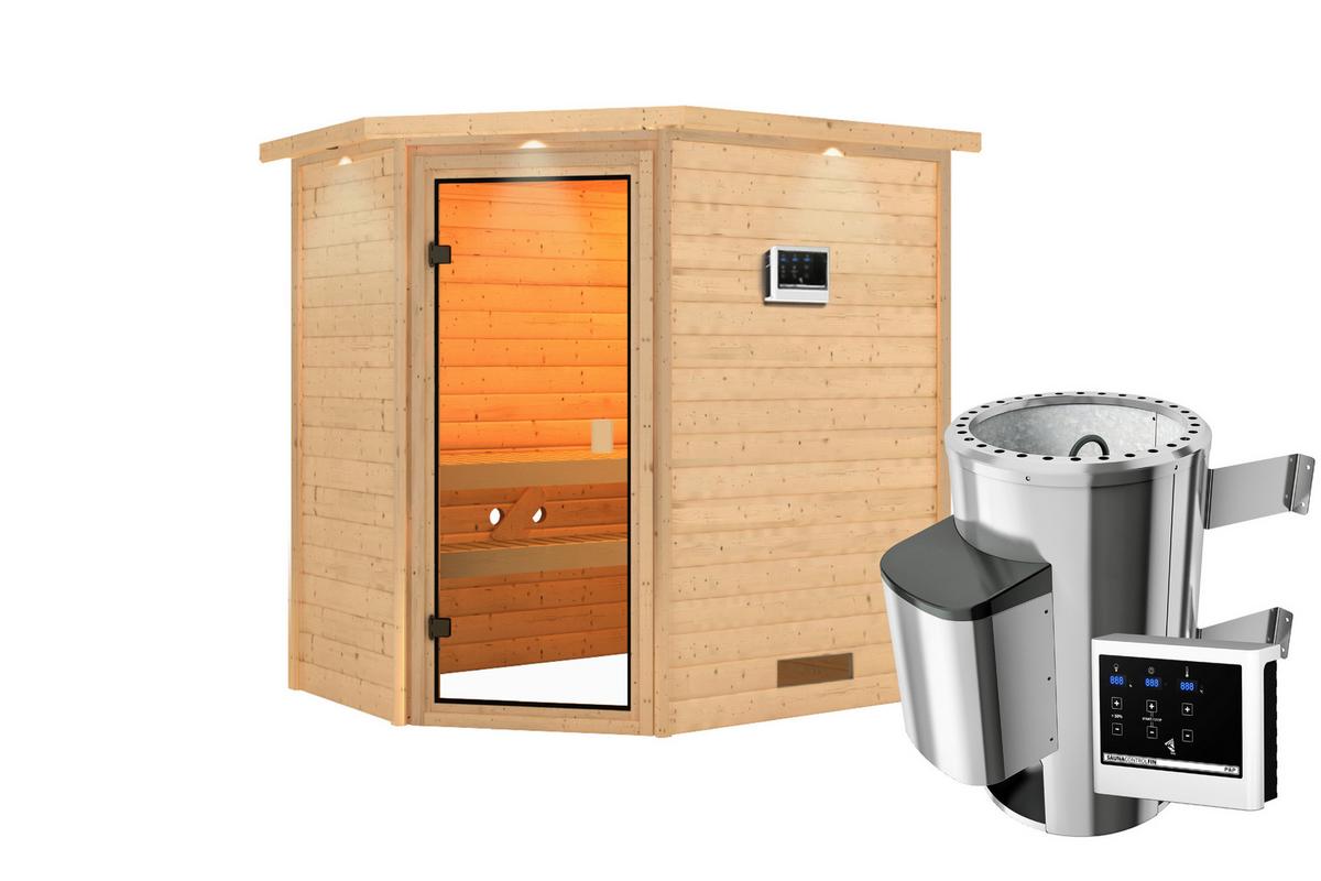 Sauna Helen Eck 196/187/145 cm - Fichtefarben, Basics, Holz (196/187/145cm)