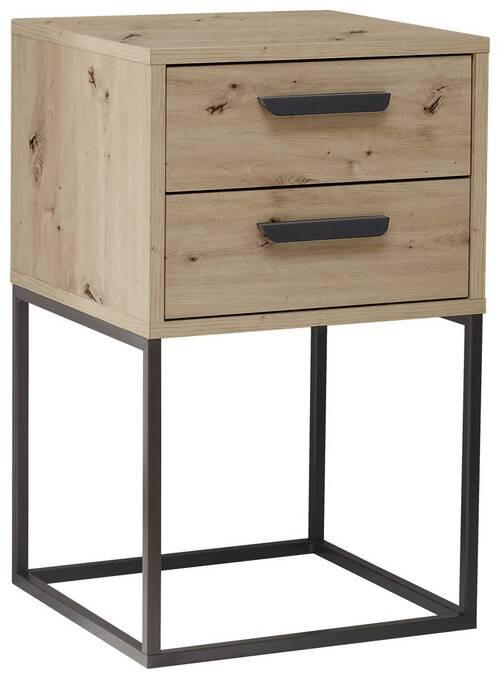 Nachtkästchen Eiche Dekor/ Schwarz H: 65 Cm Suna - Schwarz/Eiche Artisan, MODERN, Holzwerkstoff/Metall (40/65/38,5cm) - Livetastic