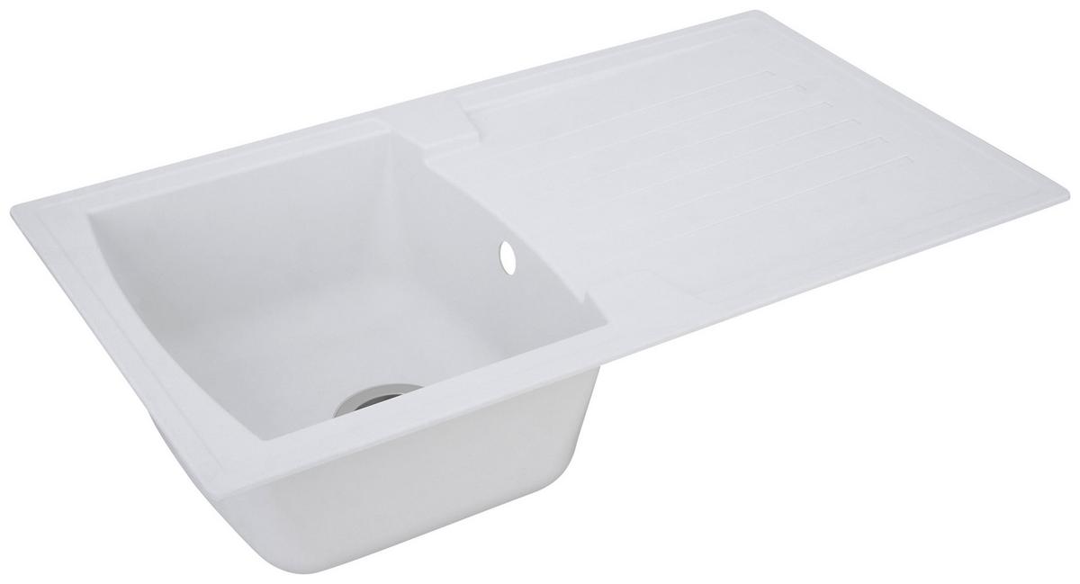 Spüle Respekta Boston Stein Bxt: 86x50 Cm - Weiß, Trend, Glas/Kunststoff (86/20/50cm) - Respekta