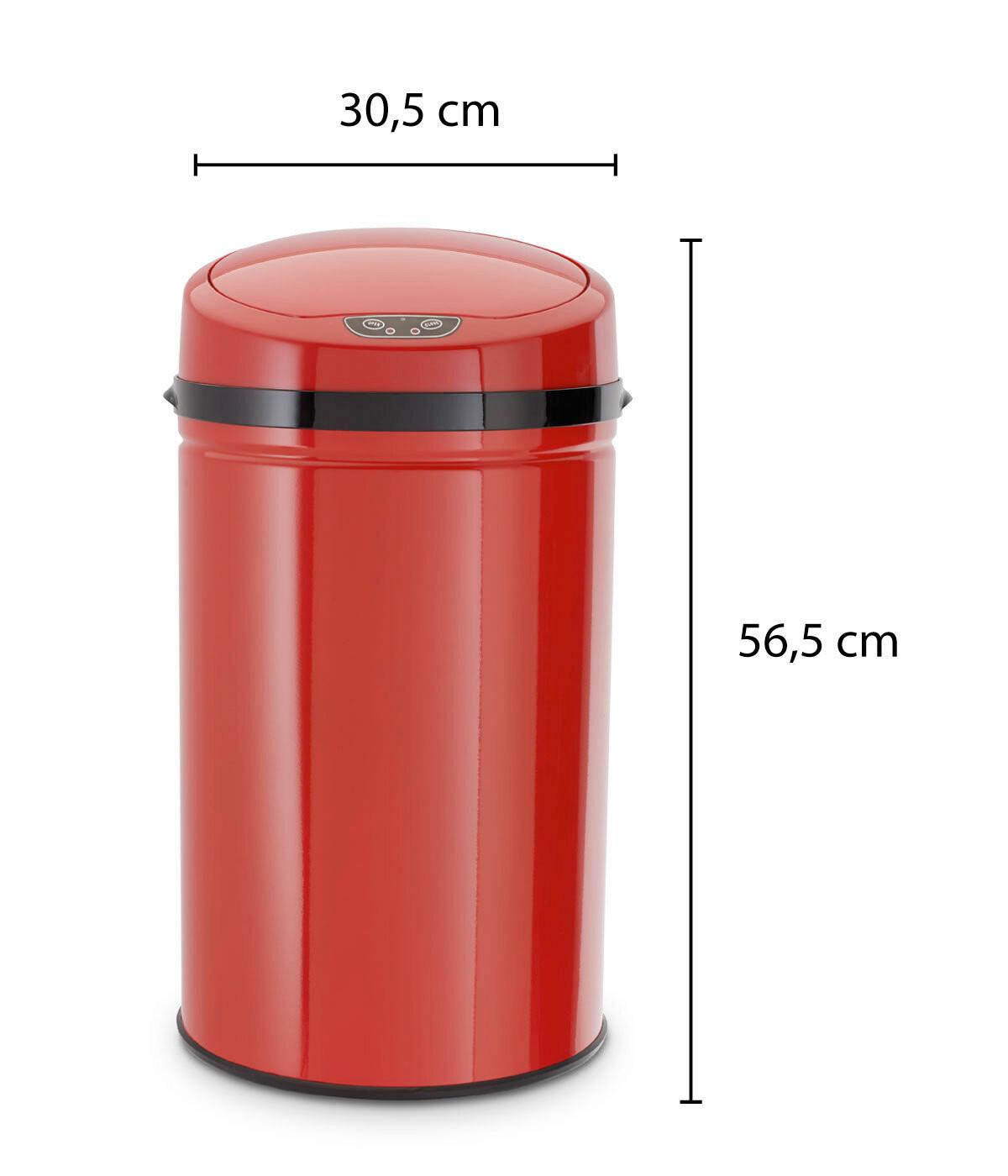 Echtwerk Abfalleimer 30 Liter Edelstahl, Rot - Rot/Schwarz, Basics, Kunststoff/Metall (30,5/56,5cm) - Echtwerk