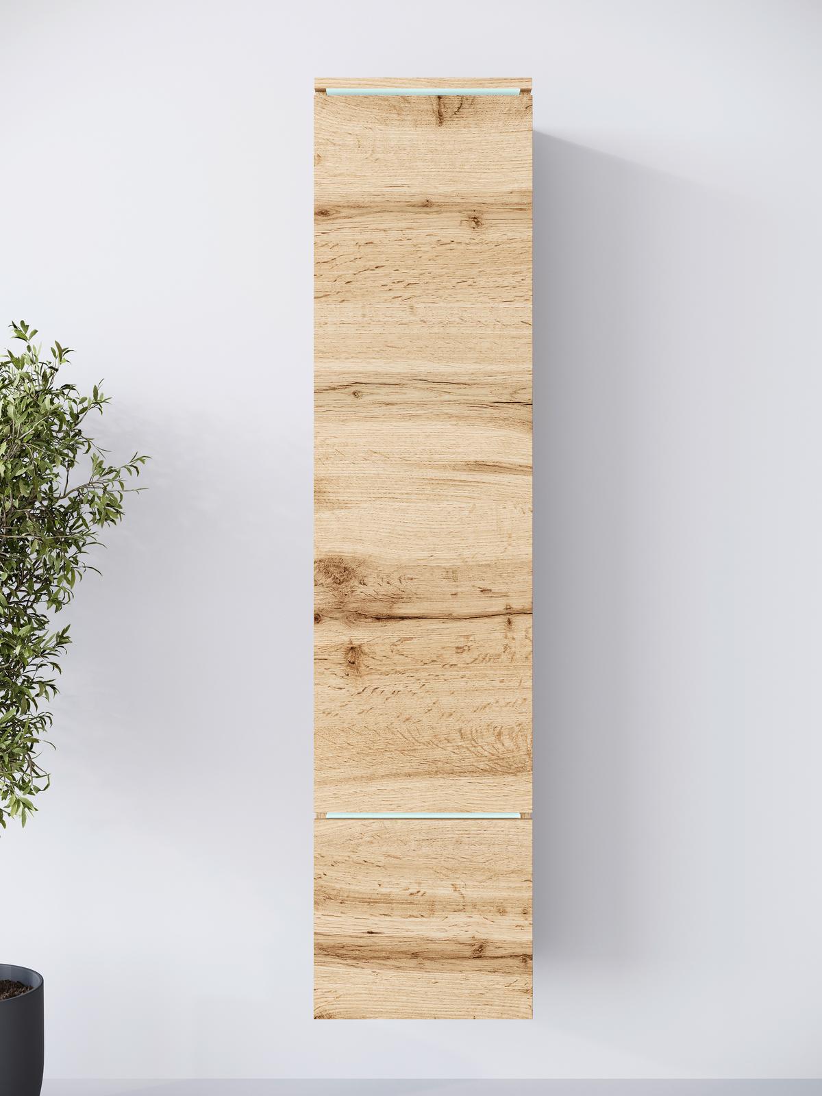 Hochschrank Vera Eiche Wotan Dekor B: 30cm - Eiche Wotan/Grau, Design, Holzwerkstoff (30/130/33cm) - Livetastic