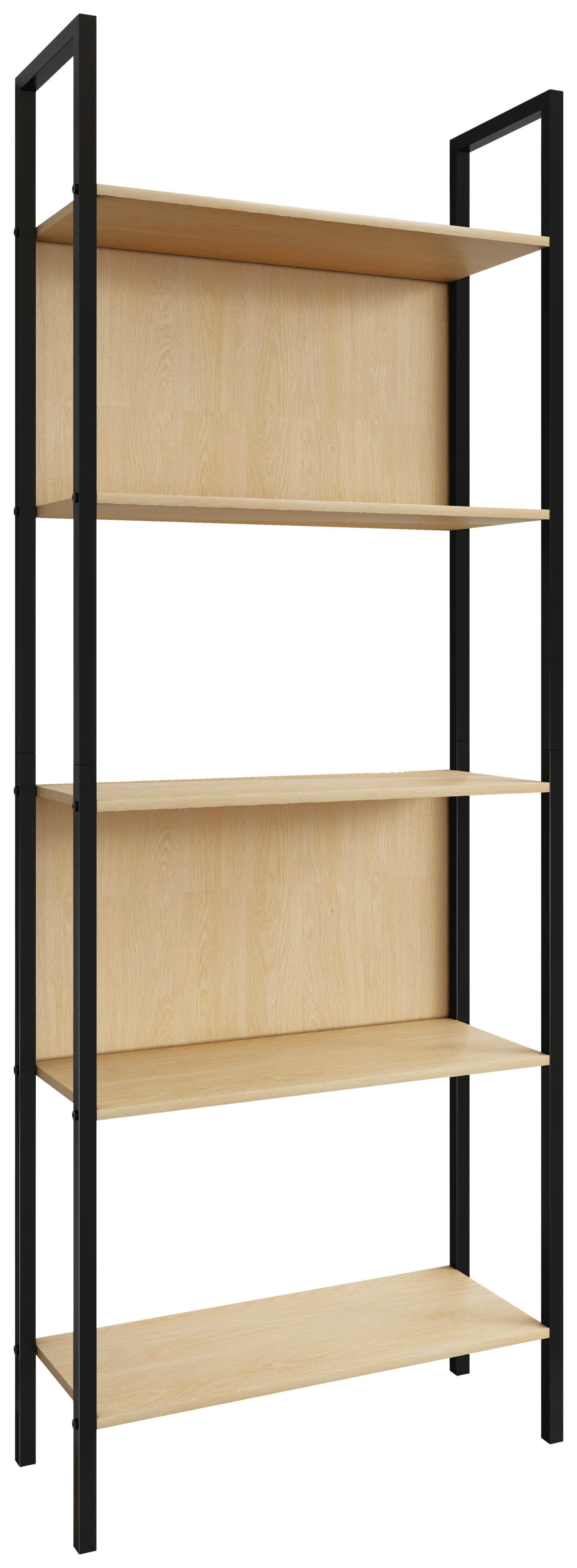 Regal Flakos Schwarz, Eiche Dekor B: 62 cm - Honigeiche/Schwarz, Design, Holzwerkstoff/Metall (62/165/24cm) - MID.YOU