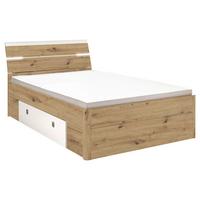 Stauraumbett Mit Beleuchtung 140x200 Cm Mars Eiche Dekor - Schwarz/Weiß, KONVENTIONELL, Holzwerkstoff (140/200cm) - MID.YOU