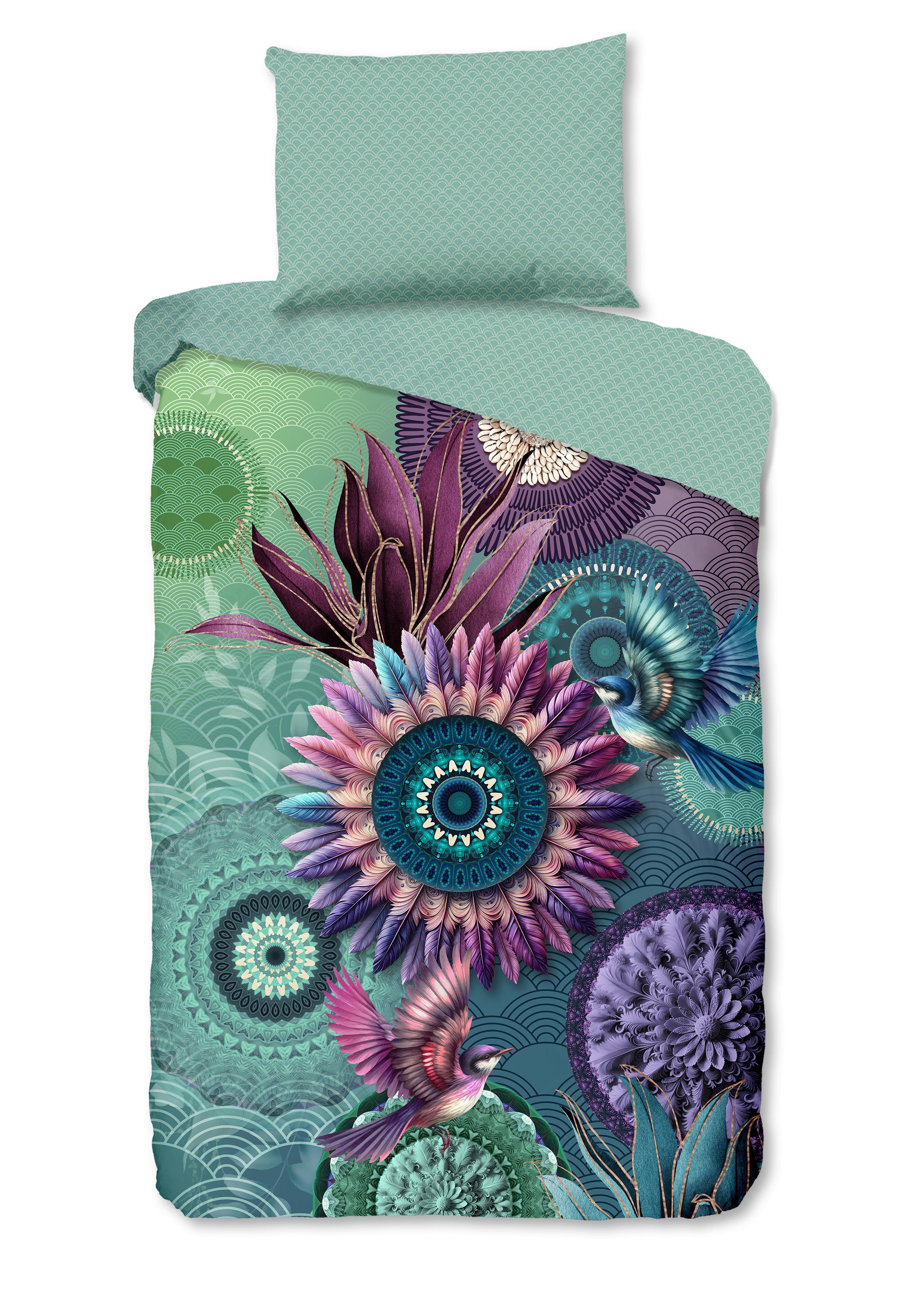 BETTWÄSCHE VESPERA - Violett/Mintgrün, Basics, Textil (140/200cm)