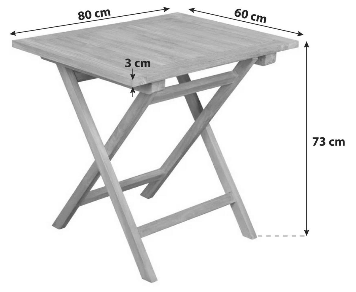 Gartenklapptisch Woodie Klapptisch 80 X 60 cm - Basics, Holz (80/73/60cm) - Gardenson