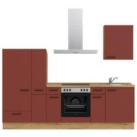 Küchenleerblock Easytouch Low-Line, L3 Links - Eichefarben/Rot, MODERN, Holzwerkstoff (270cm) - Nobilia