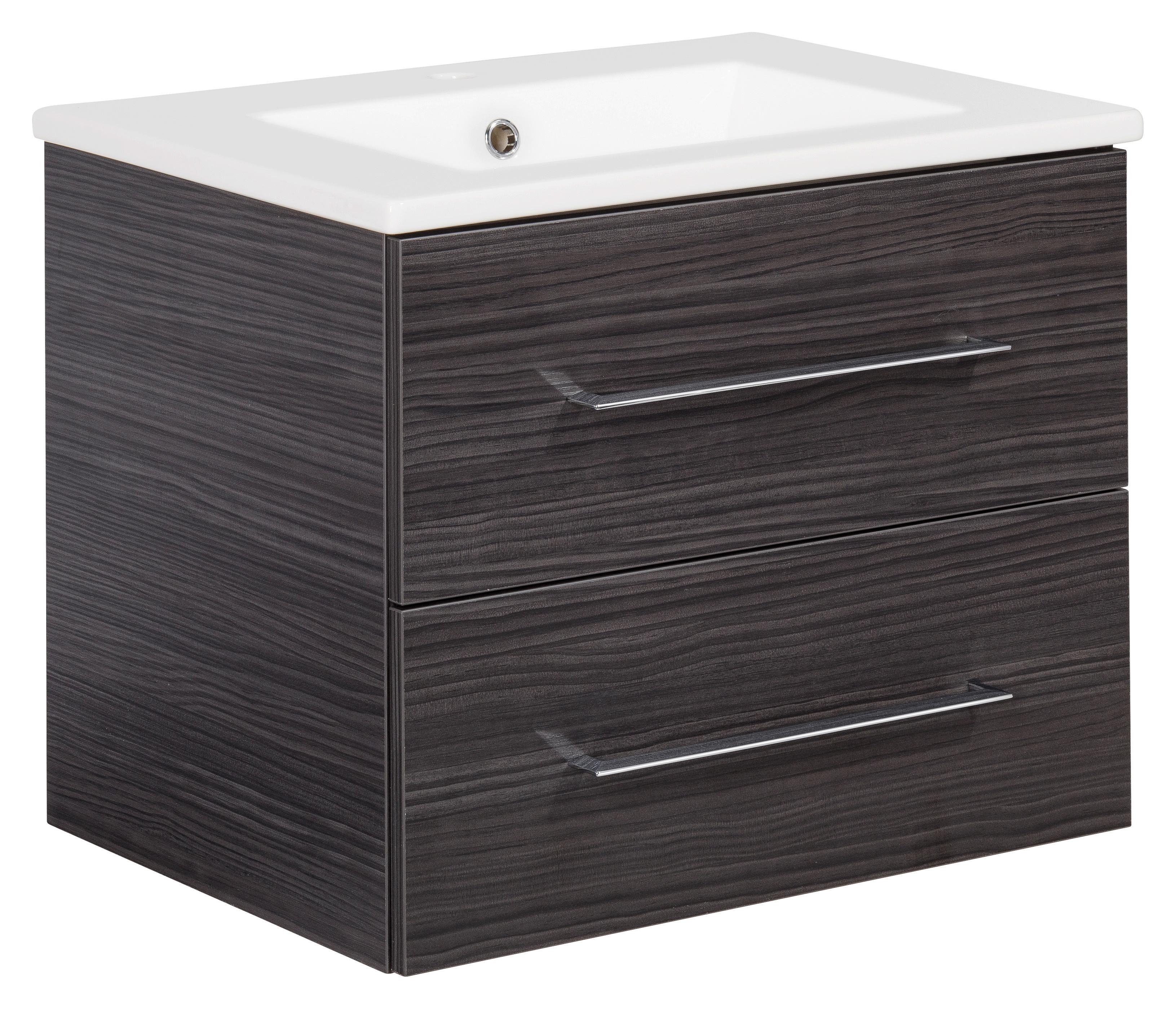 Waschbecken mit Unterschrank Perfekt B: 62,5 cm Dunkelbraun - Dunkelbraun/Weiß, MODERN, Keramik/Holzwerkstoff (62,5cm) - MID.YOU