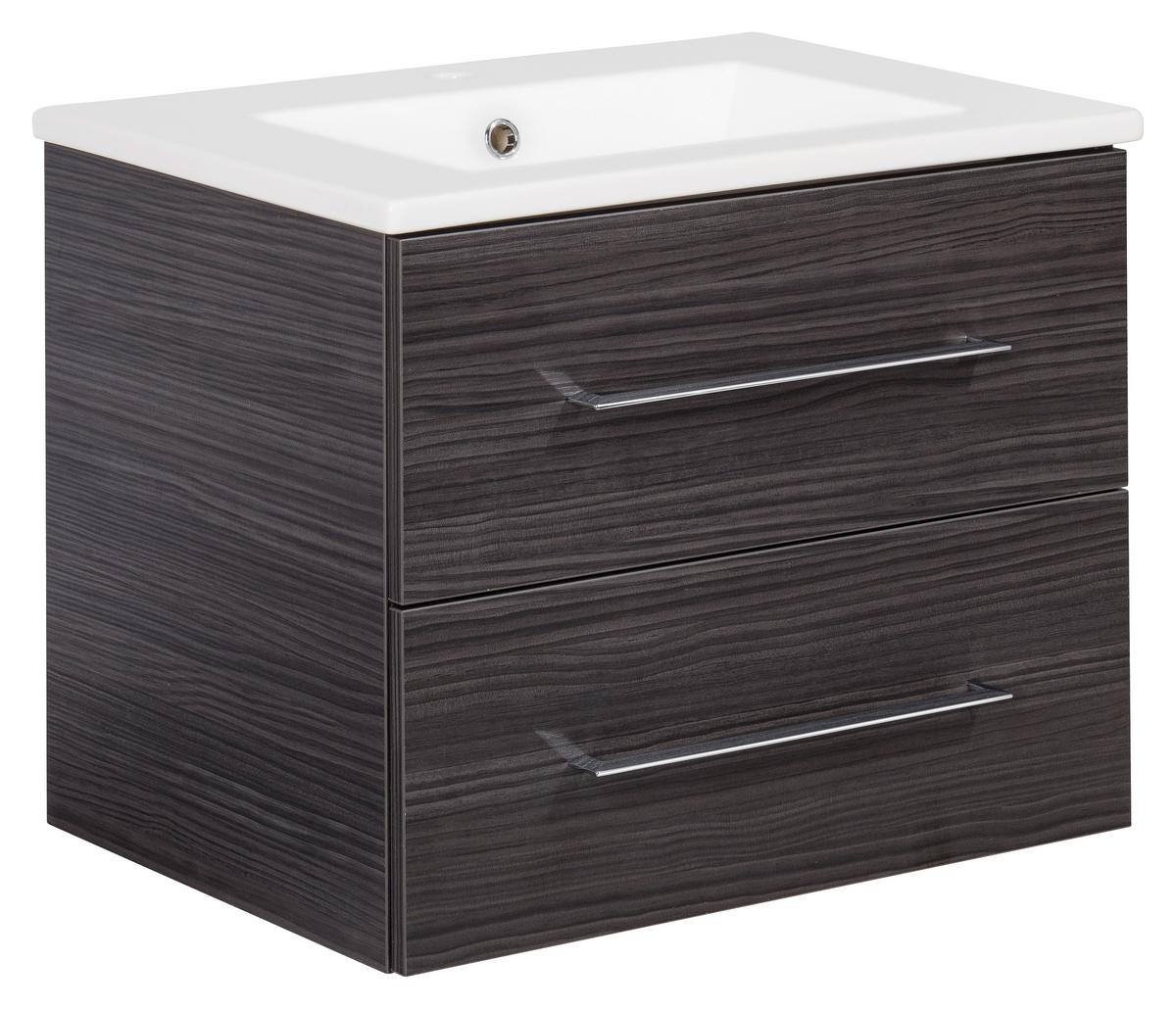 Waschbecken mit Unterschrank Perfekt B: 62,5 cm Dunkelbraun - Dunkelbraun/Weiß, MODERN, Keramik/Holzwerkstoff (62,5cm) - MID.YOU