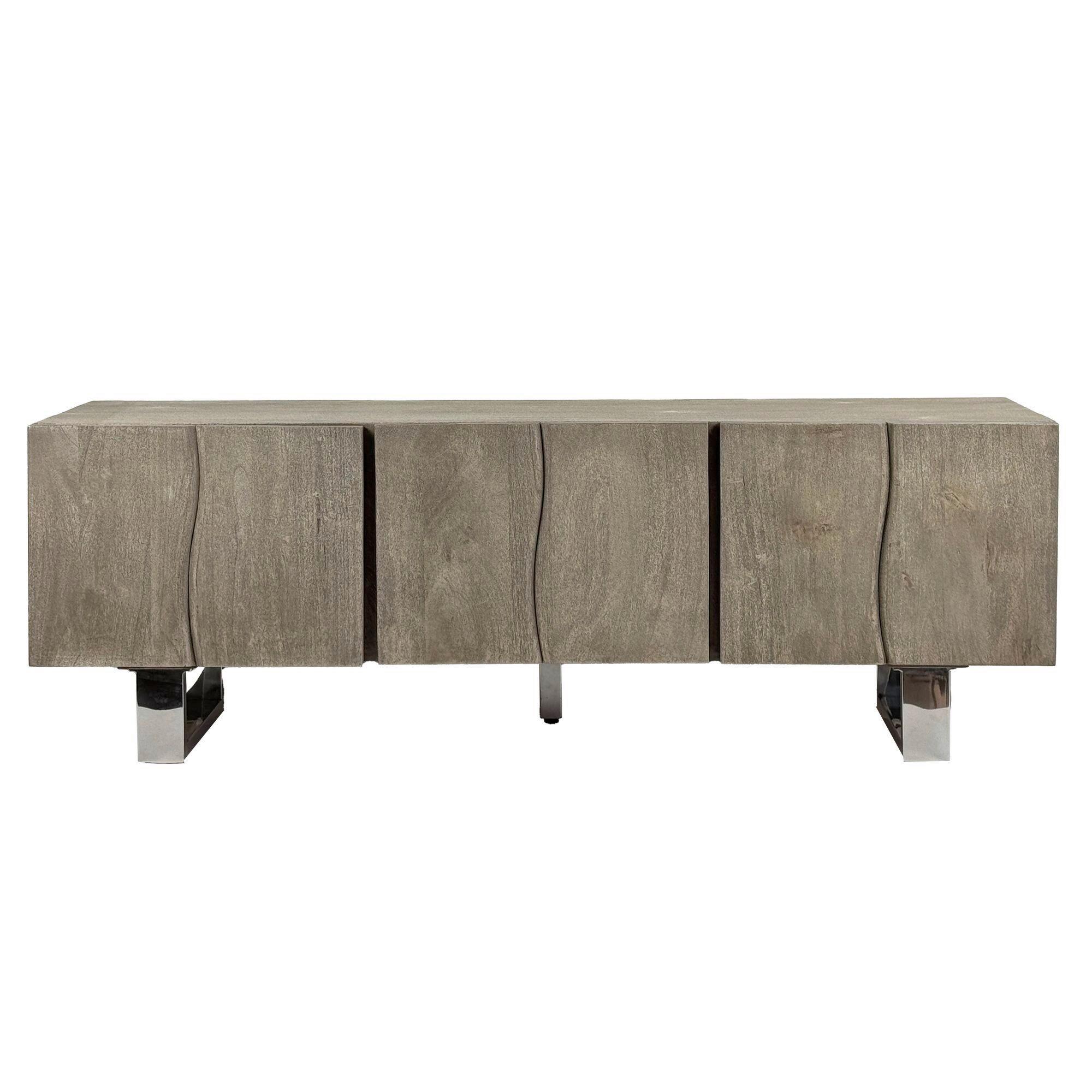 Lowboard Grau B: 160cm - Chromfarben/Grau, Design, Holz (160/56/46cm) - MID.YOU