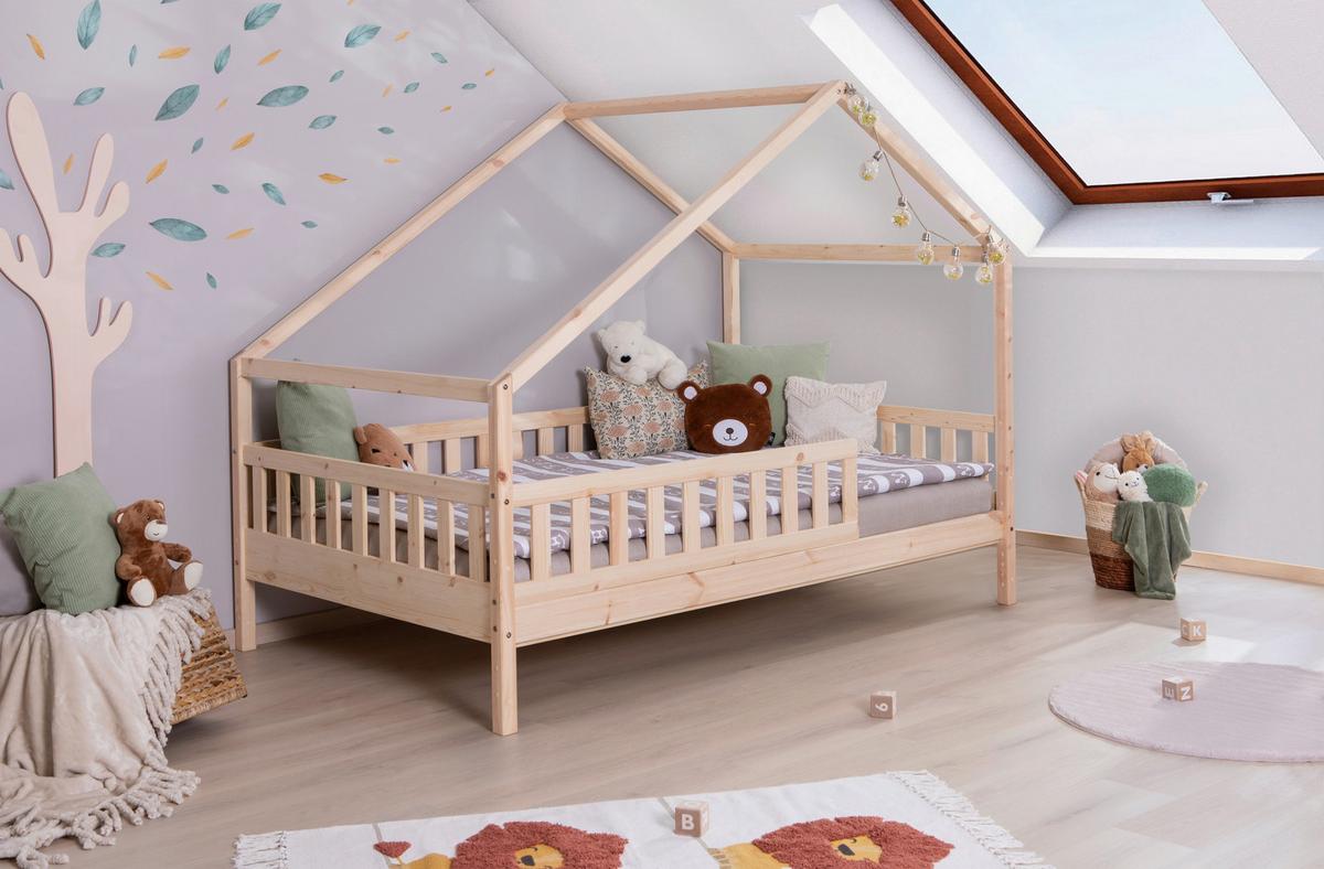 Hausbett Lou Naturfarben B: 140 Cm - Naturfarben/Weiß, MODERN, Holz/Textil (140/200cm) - MID.YOU