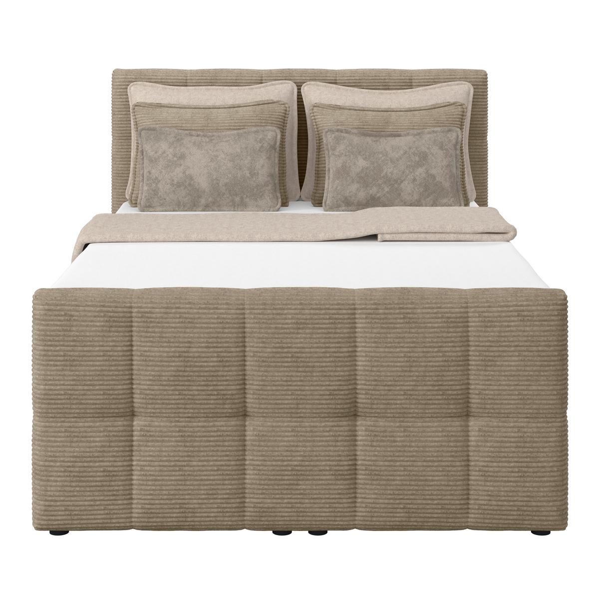 Boxspringbett mit Topper und Bettkasten 140x200 Medino - Schlammfarben, KONVENTIONELL, Holz/Holzwerkstoff (140/200cm)