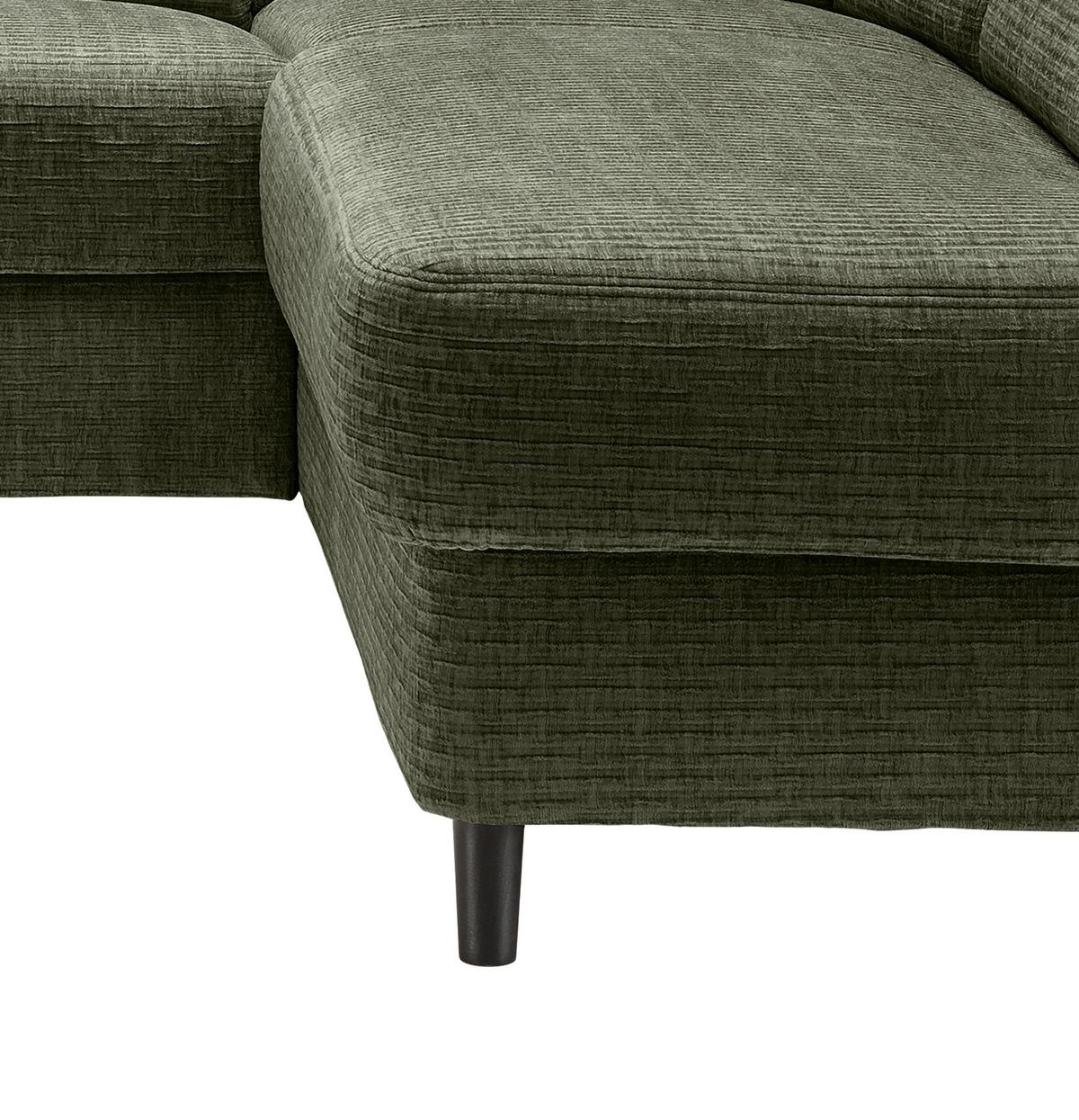 Ecksofa Cavoli Olivgrün Relaxfunktion S: 266x190 cm - Schwarz/Olivgrün, MODERN, Textil (266/190cm) - Livetastic