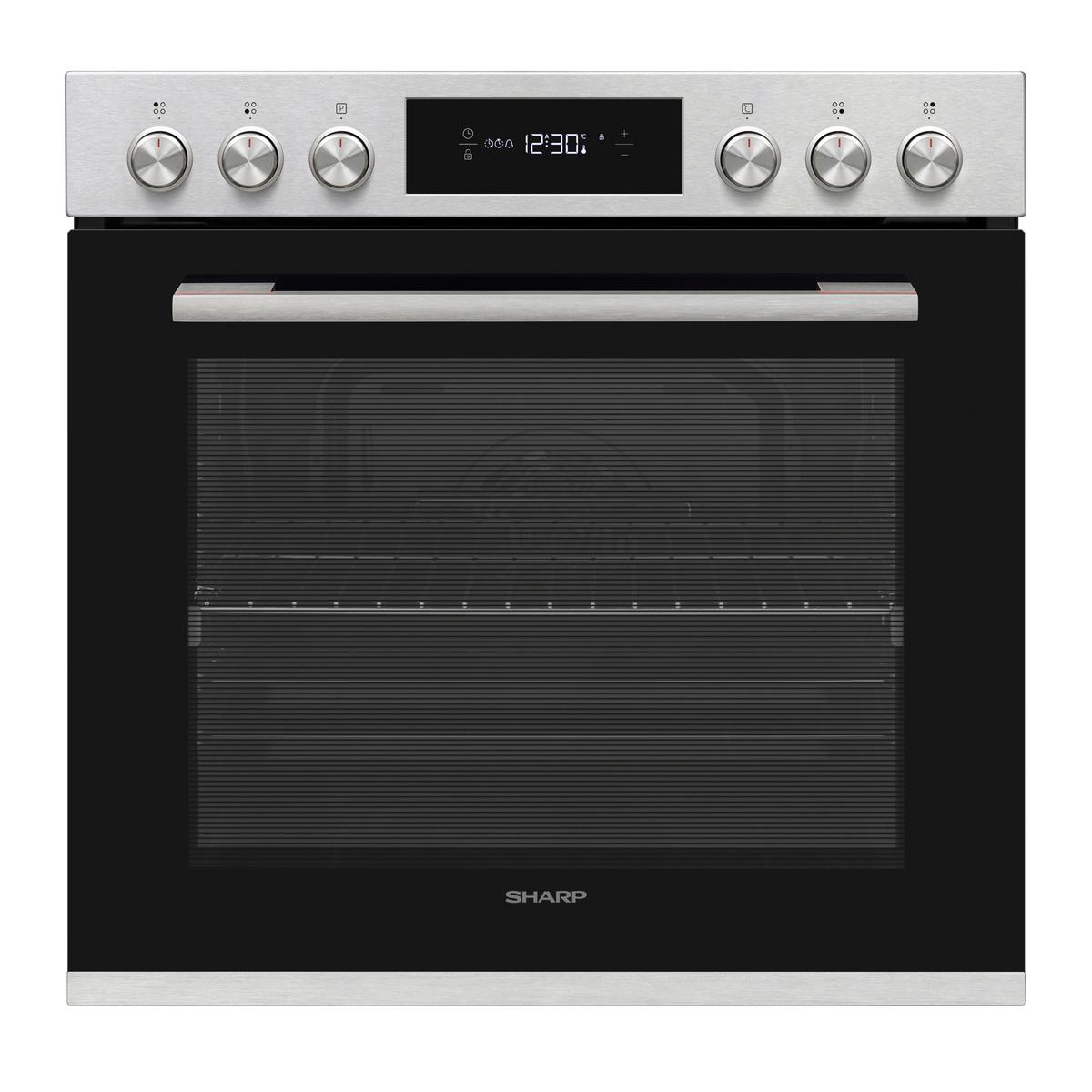 Einbauherd-Set Edelstahl/Glaskeramik B:59,5cm - Edelstahlfarben/Schwarz, Basics, Glas/Metall (59,5/59,5/57,5cm) - Sharp